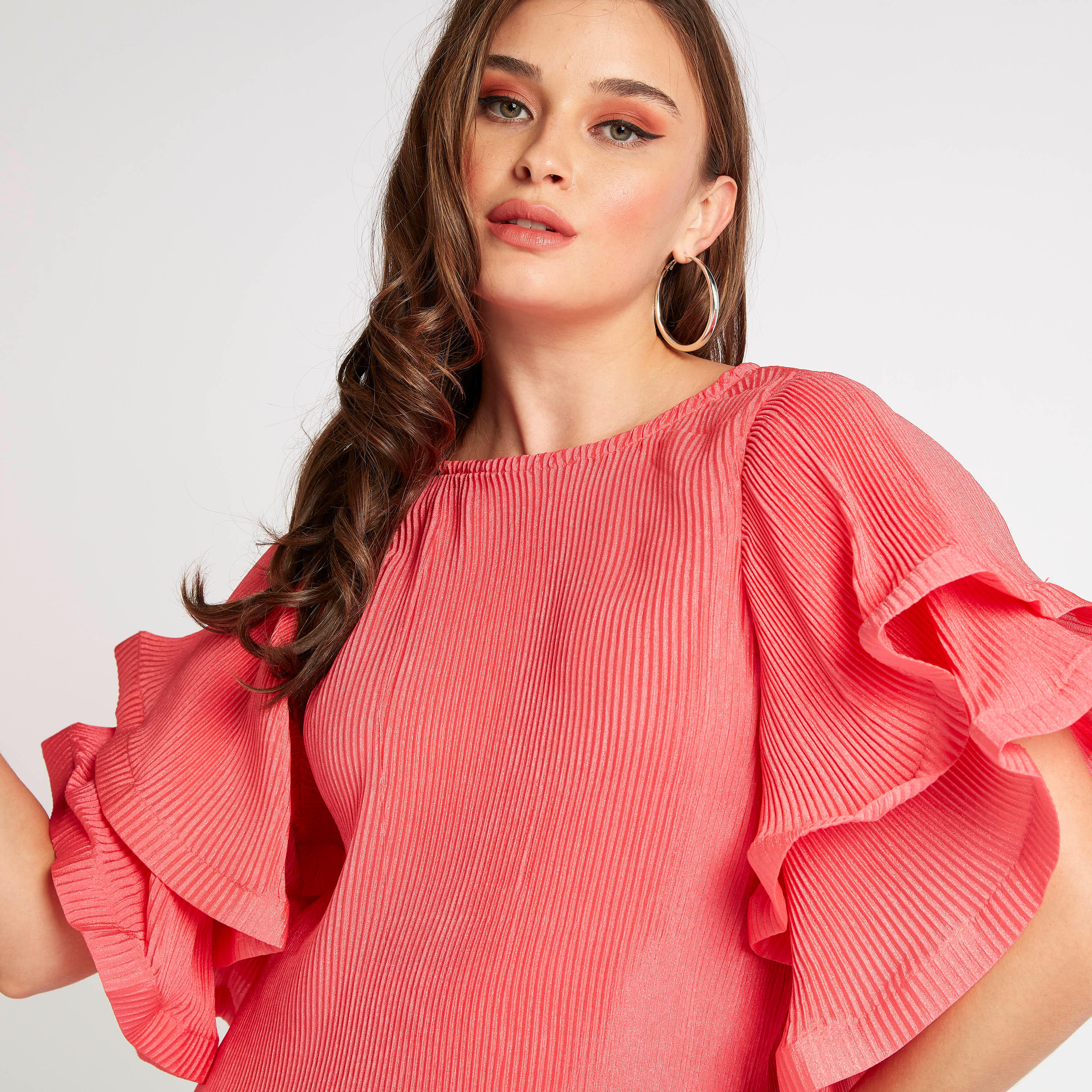 بلوزة مكشكشة طويلة بياقة ضيّفة من تو إكستريمز-women-clothing-shirtsandblouses-blouses-image-5