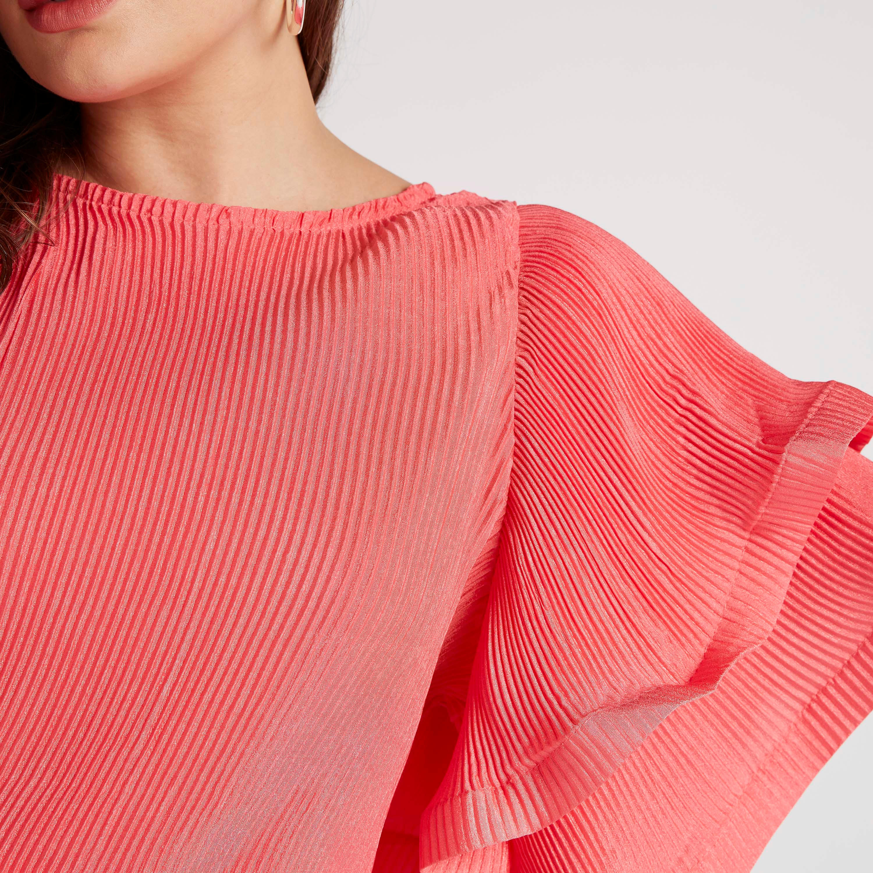 بلوزة مكشكشة طويلة بياقة ضيّفة من تو إكستريمز-women-clothing-shirtsandblouses-blouses-image-6