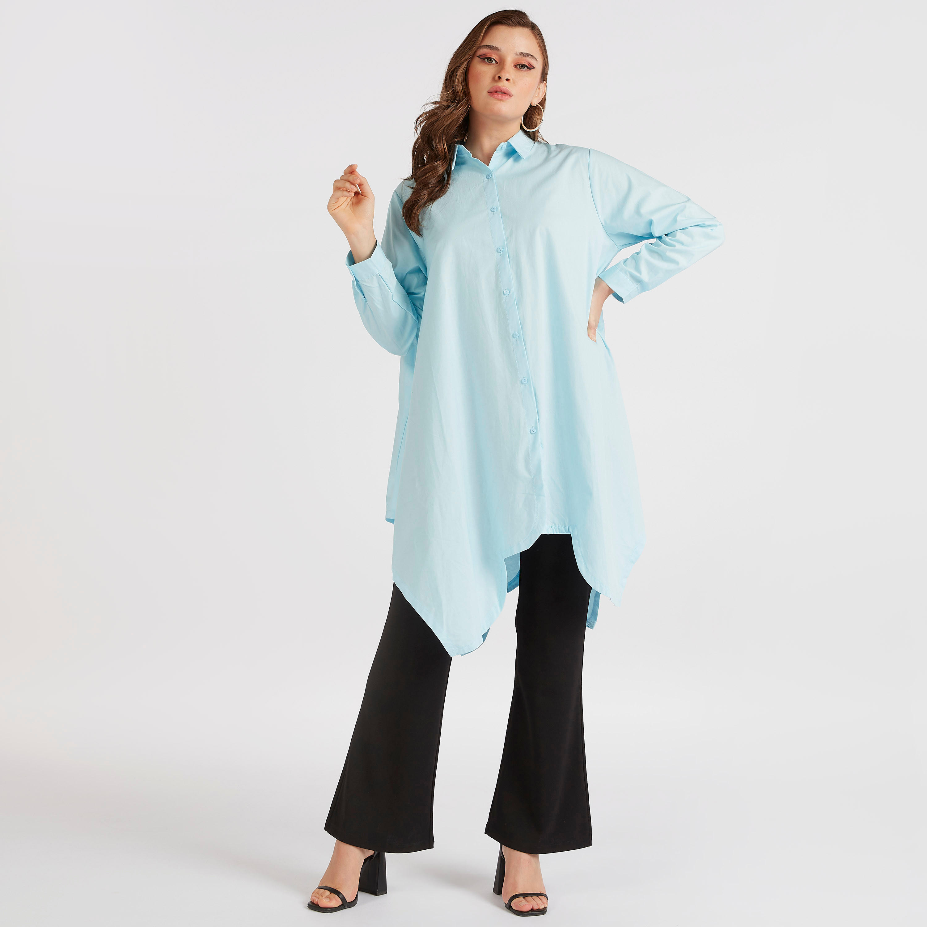 2Xtremz Solid Oversized Shirt with Asymmetric Hem-women-clothing-shirtsandblouses-shirts-image-2