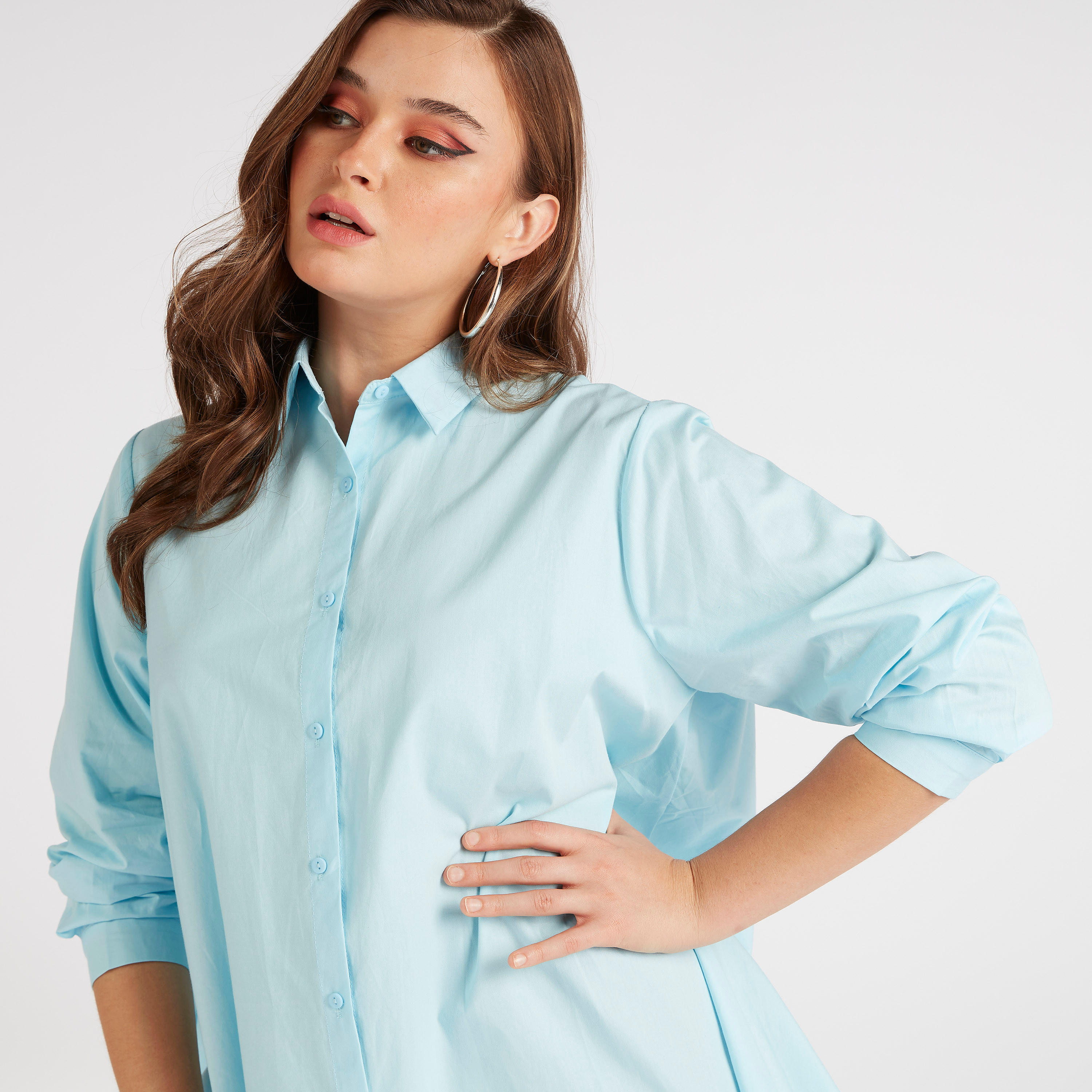 2Xtremz Solid Oversized Shirt with Asymmetric Hem-women-clothing-shirtsandblouses-shirts-image-3