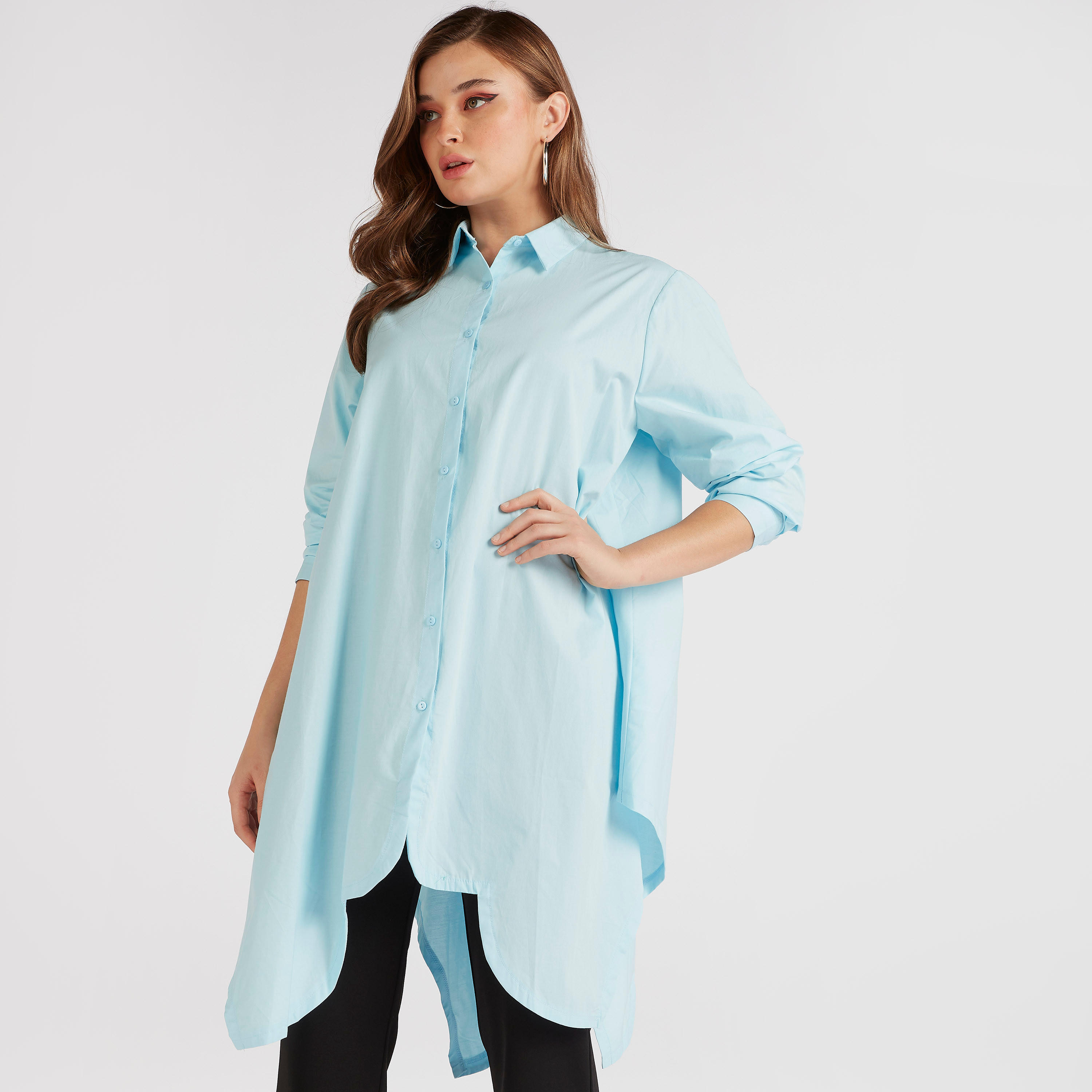 2Xtremz Solid Oversized Shirt with Asymmetric Hem-women-clothing-shirtsandblouses-shirts-image-5