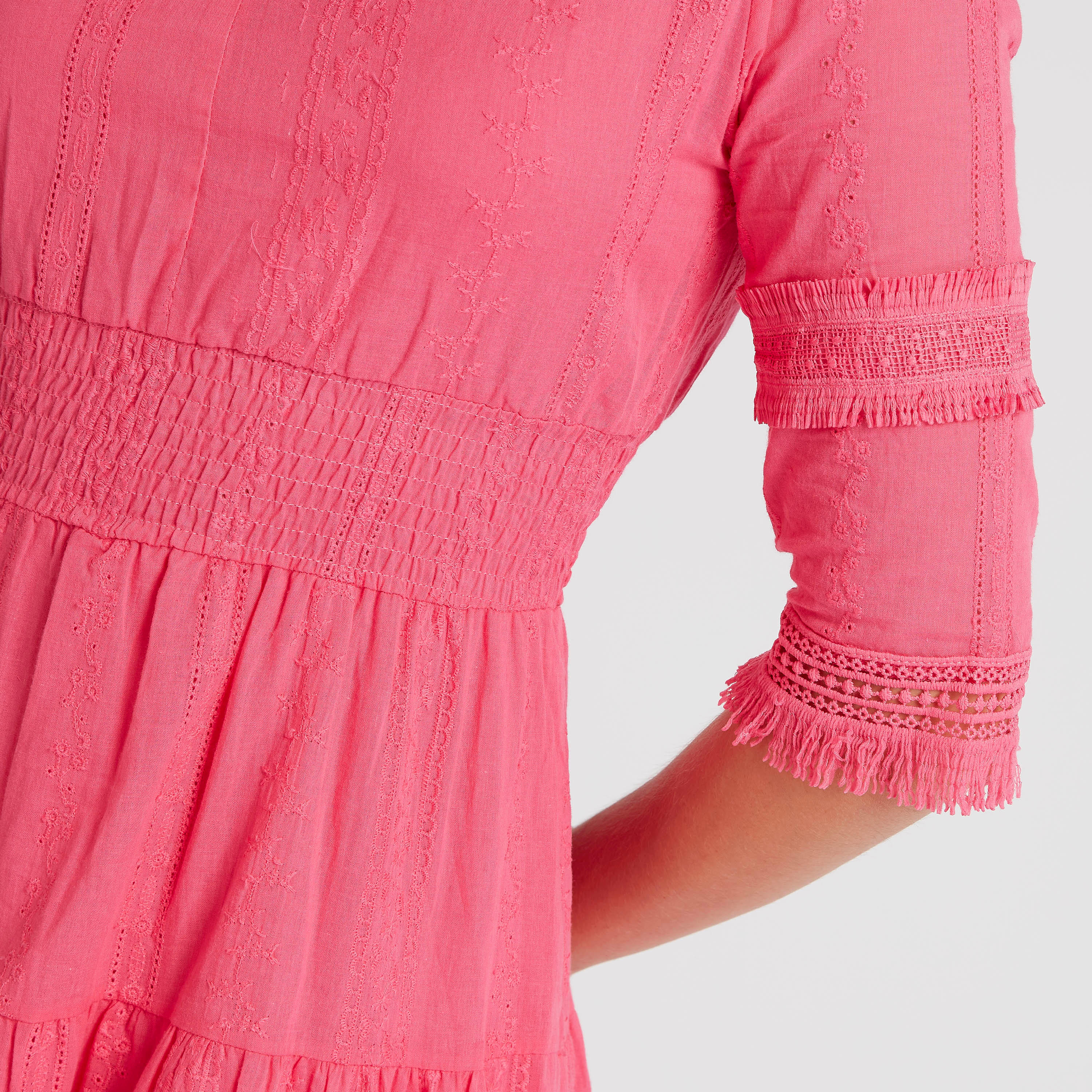 فستان ميدي إيه لاين بطبعات وياقة مستديرة وأكمام 3/4 من تو إكستريمز-women-clothing-dresses-image-3