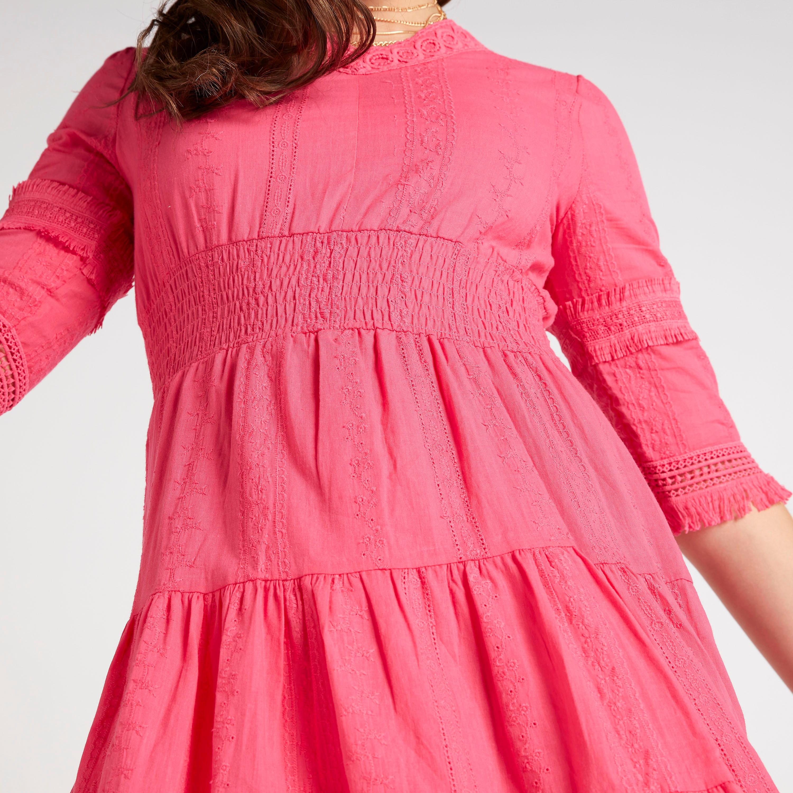 فستان ميدي إيه لاين بطبعات وياقة مستديرة وأكمام 3/4 من تو إكستريمز-women-clothing-dresses-image-7