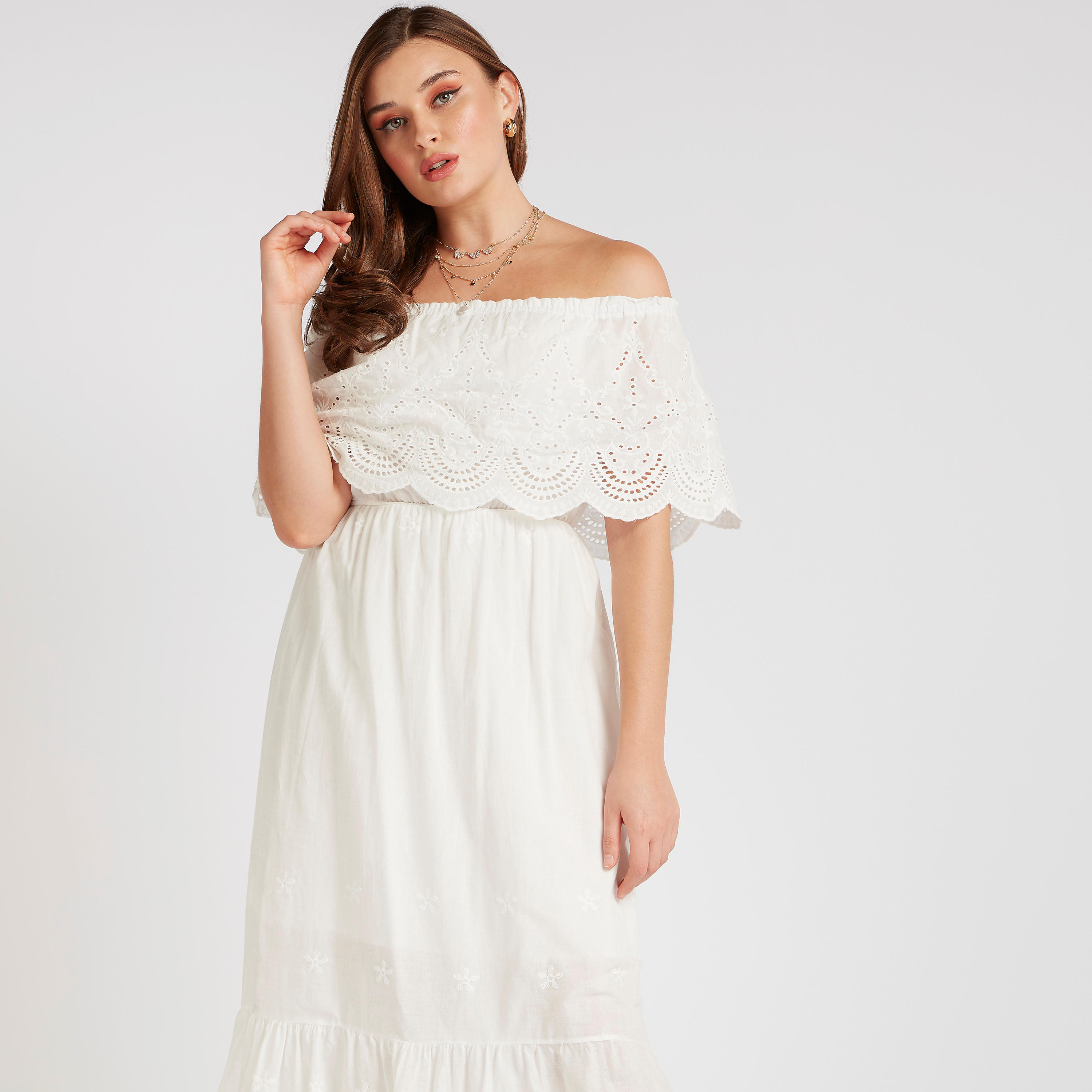 فستان مطرّز طويل بأكتاف مكشوفة وأكمام قصيرة-women-clothing-dresses-image-6