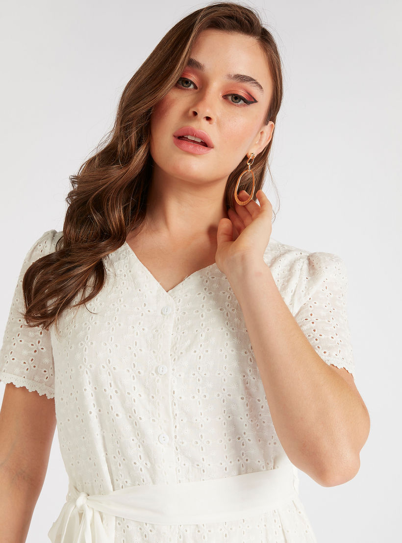 فستان ميدي بتفاصيل كشكشة وأكمام قصيرة من تو إكستريمز-women-clothing-dresses-image-8
