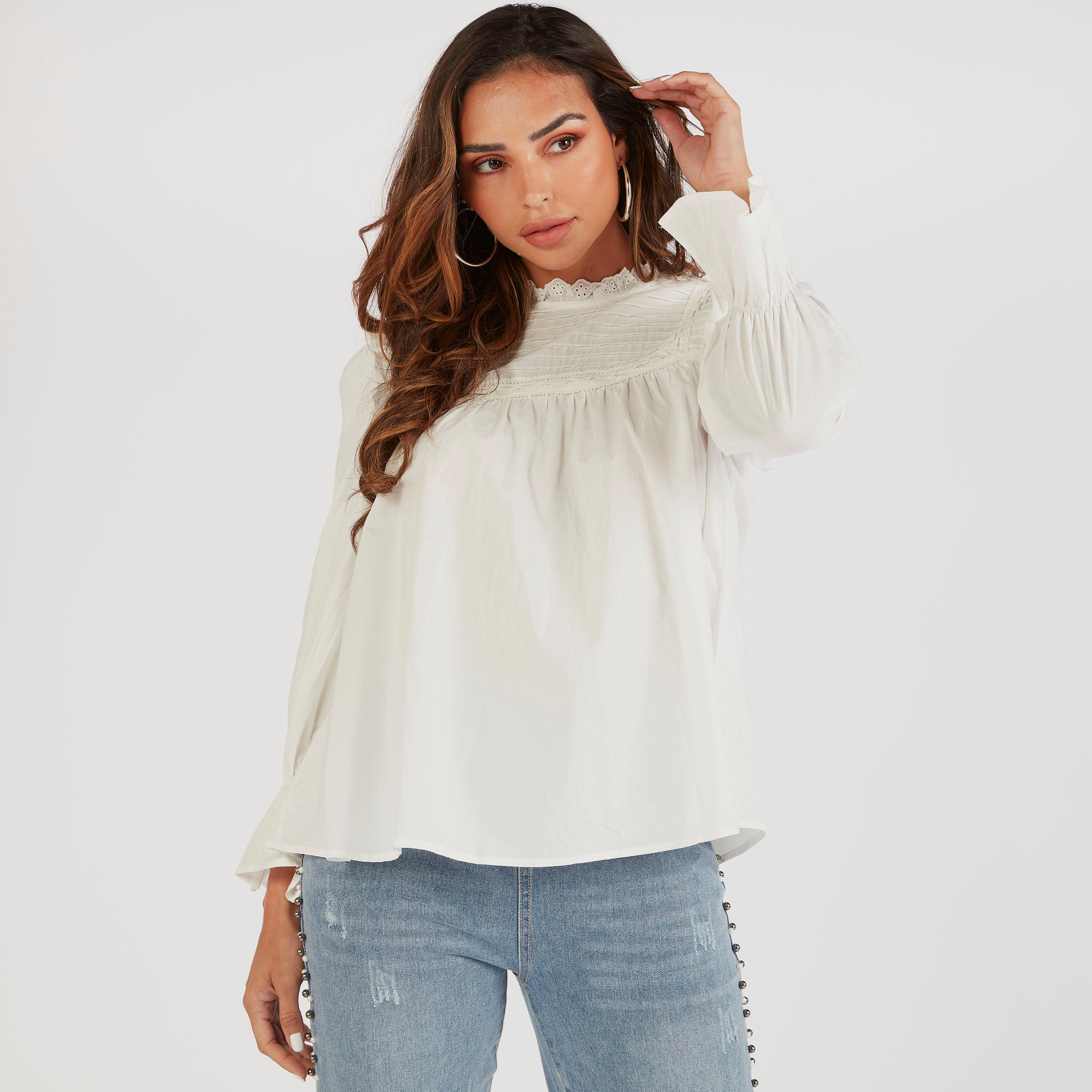 2Xtremz High Neck Solid Blouse with Long Sleeves-women-clothing-shirtsandblouses-blouses-image-1