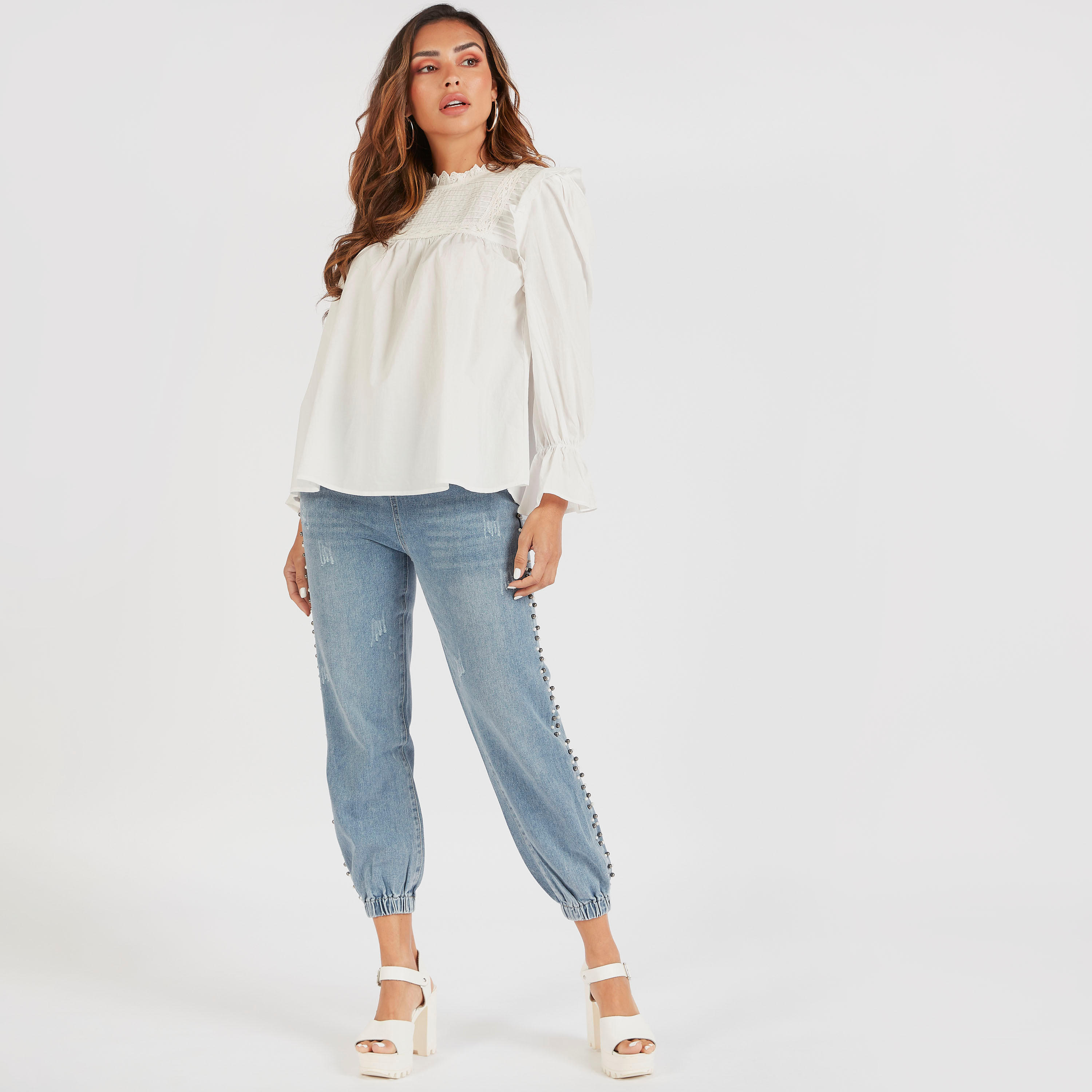 2Xtremz High Neck Solid Blouse with Long Sleeves-women-clothing-shirtsandblouses-blouses-image-2