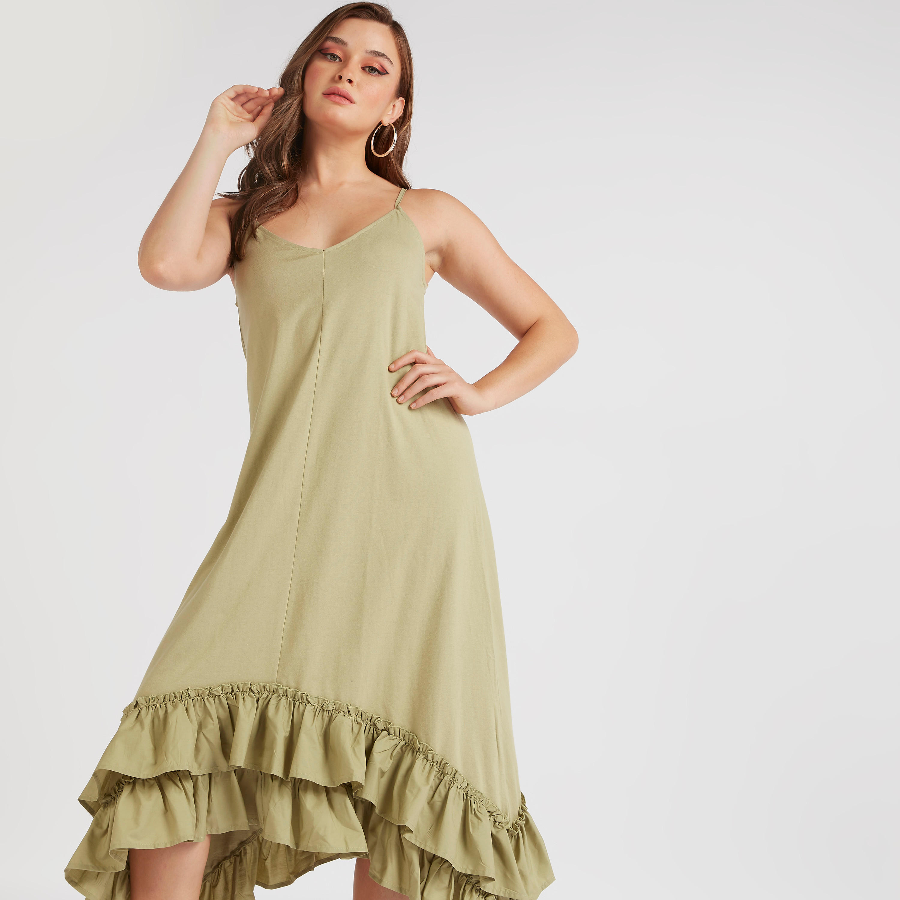 فستان ميدي دون أكمام بياقة V من توإكستريمز-women-clothing-dresses-image-1