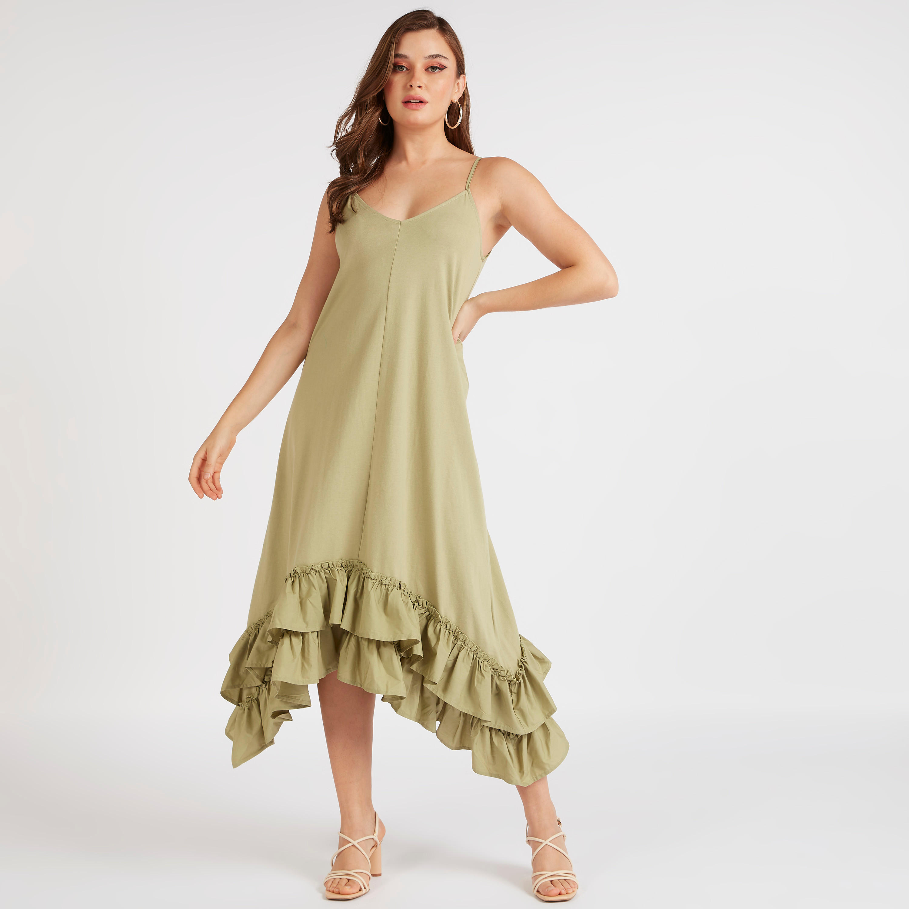 فستان ميدي دون أكمام بياقة V من توإكستريمز-women-clothing-dresses-image-2