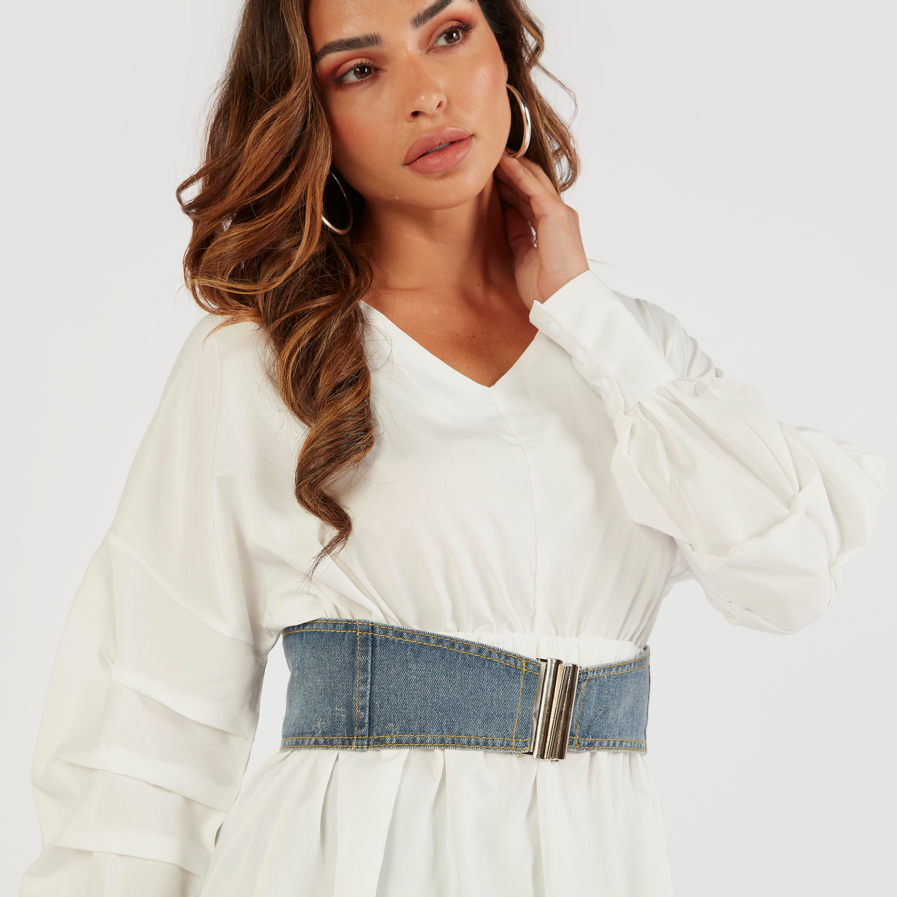بلوزة سادة بأكمام بيشوب مزّينة بطيات من تو إكستريمز-women-clothing-shirtsandblouses-blouses-image-3