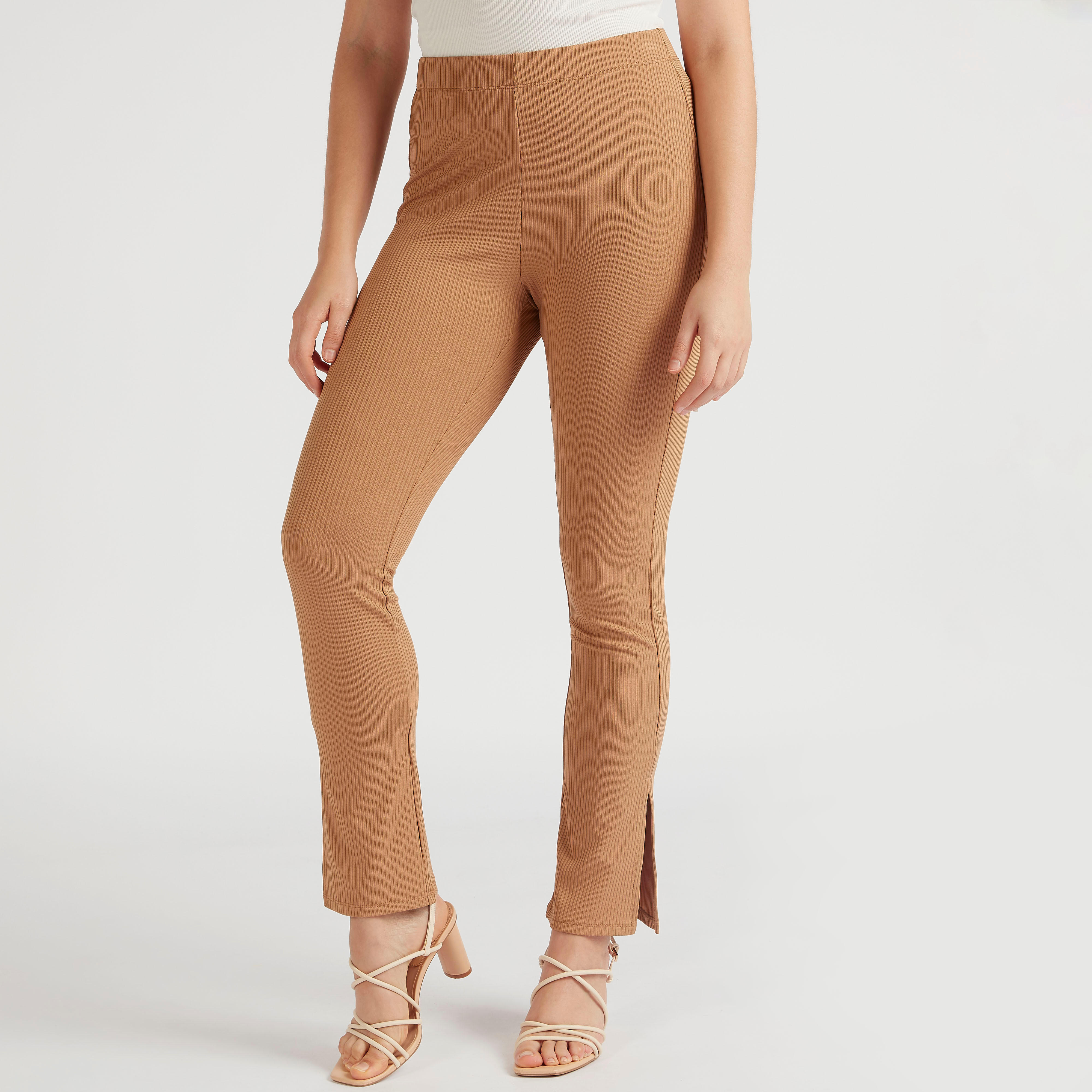 بنطلون جينز ضيّق مضلّع بخصر متوسط الارتفاع وفتحة من توإكستريمز-women-clothing-bottoms-leggings-image-1