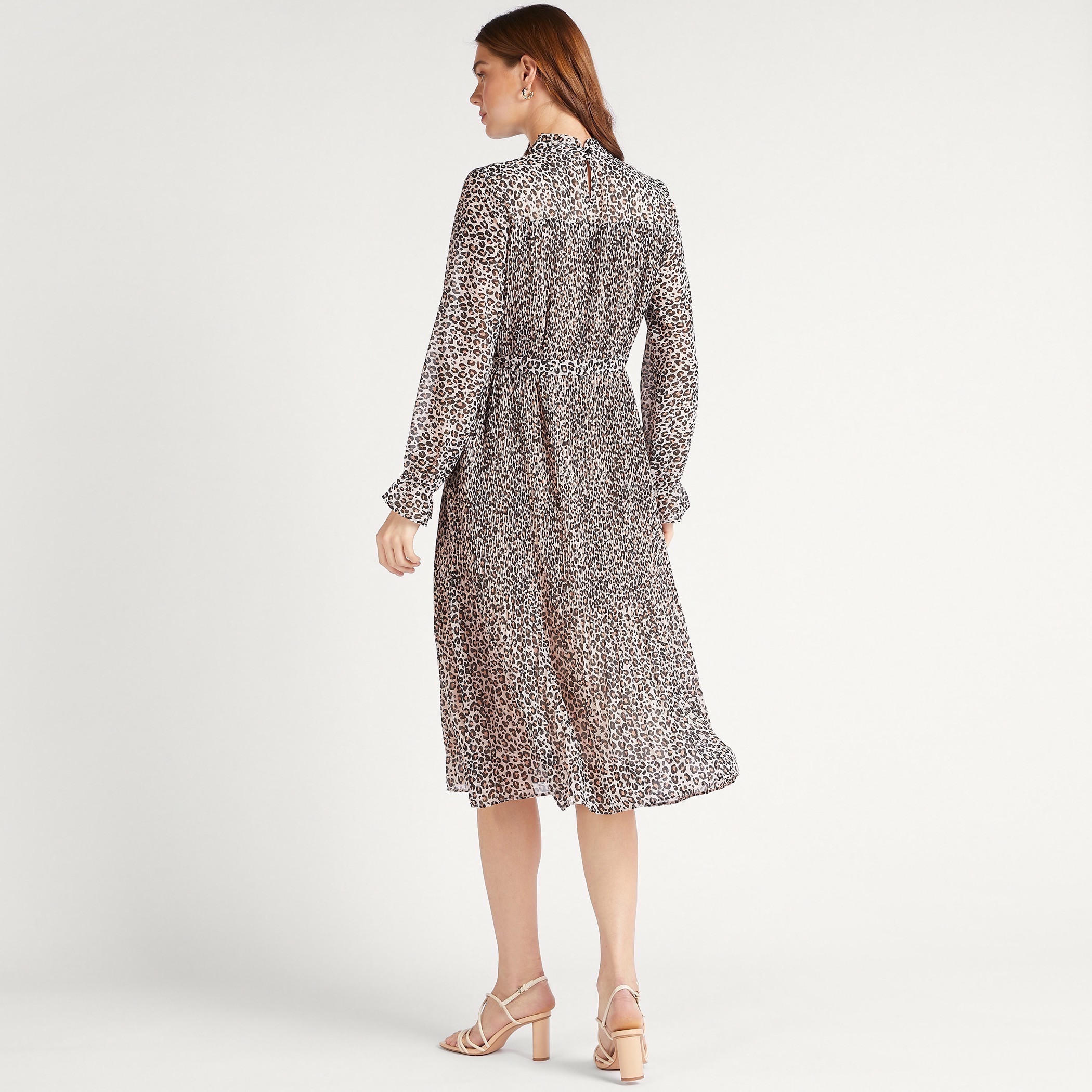 فستان ميدي إيه لاين بياقة عالية وطبعات حيوانات وأكمام طويلة من تو إكستريمز-women-clothing-dresses-image-4