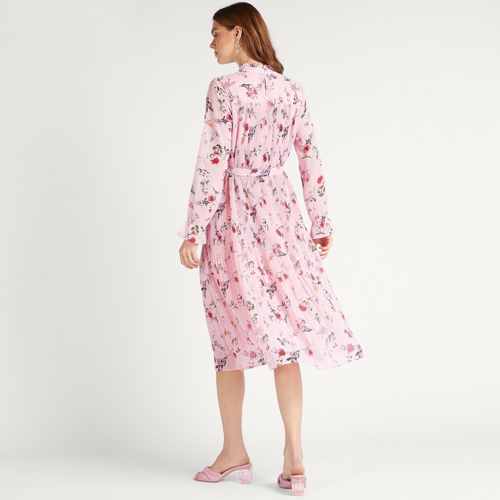 فستان ميدي إيه لاين بطبعات أزهار وأكمام طويلة ورباط-women-clothing-dresses-image-4