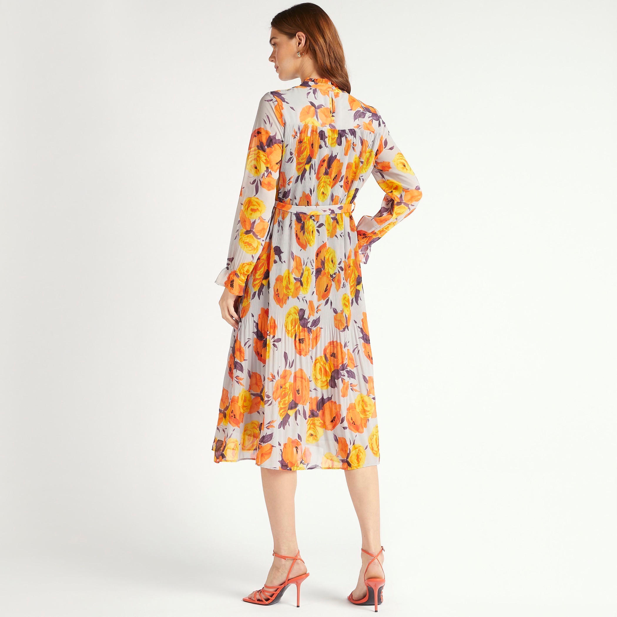 2Xtremz Floral Print A-line Midi Dress with High Neck and Long Sleeves-women-clothing-dresses-image-4