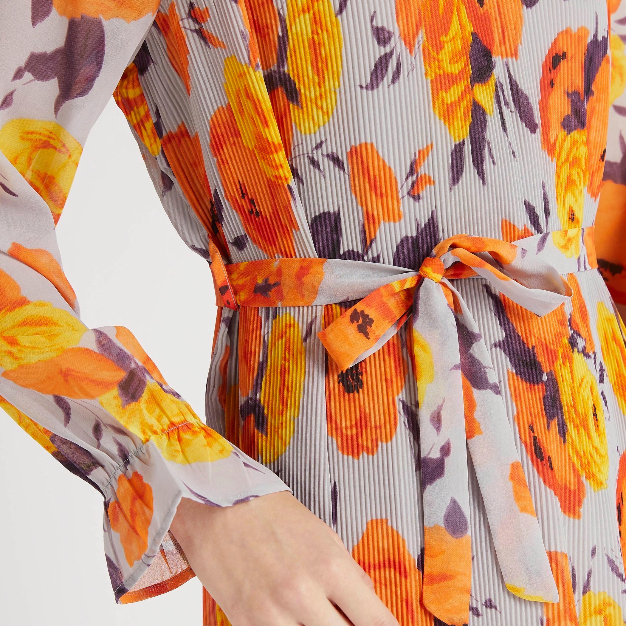 2Xtremz Floral Print A-line Midi Dress with High Neck and Long Sleeves-women-clothing-dresses-image-5