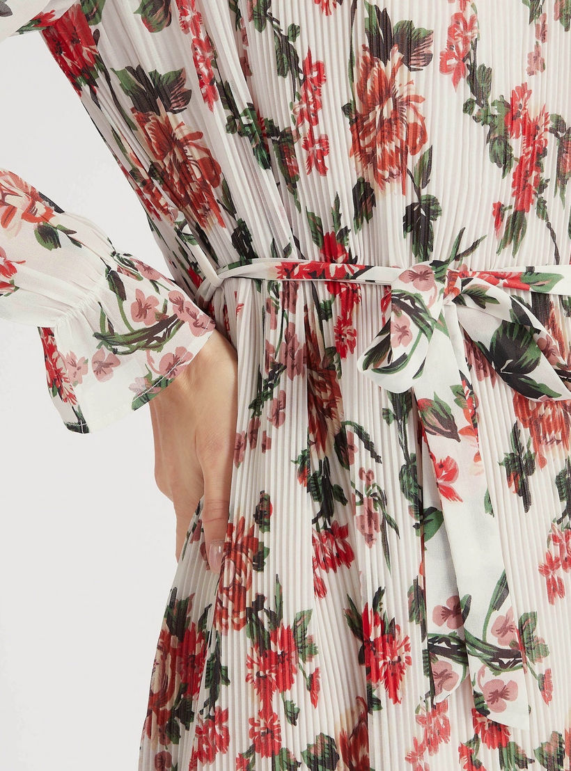 فستان ميدي إيه لاين بطبعات أزهار وياقة عالية وأكمام طويلة من تو إكستريمز-women-clothing-dresses-image-5