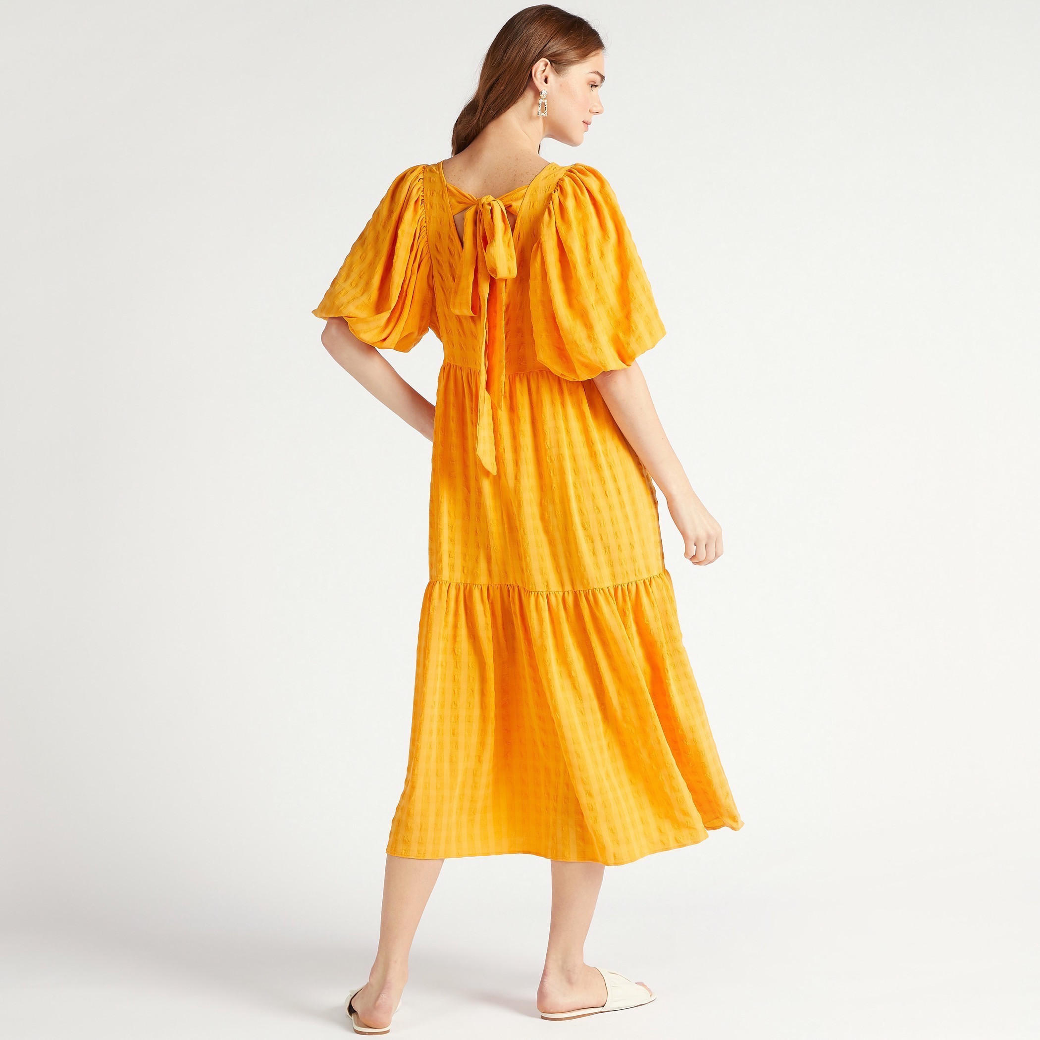 فستان إيه لاين ميدي بارز الملمس بياقة مربّعة وأكمام قصيرة من تو إكستريمز-women-clothing-dresses-image-4