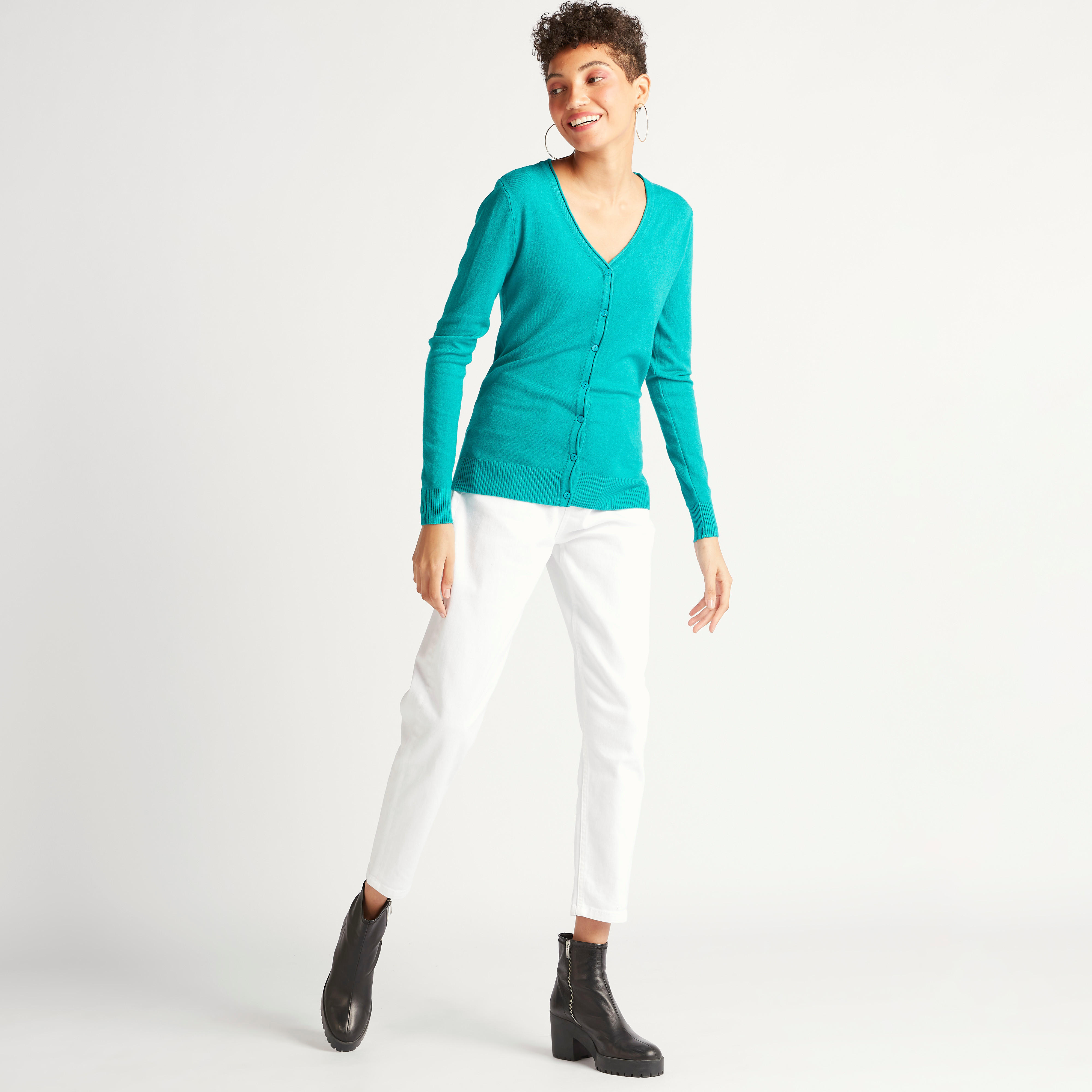 كارديجان سادة بياقة V وأكمام طويلة من تو إكستريمز-women-winterwear-cardigansandjumpers-cardigans-image-3