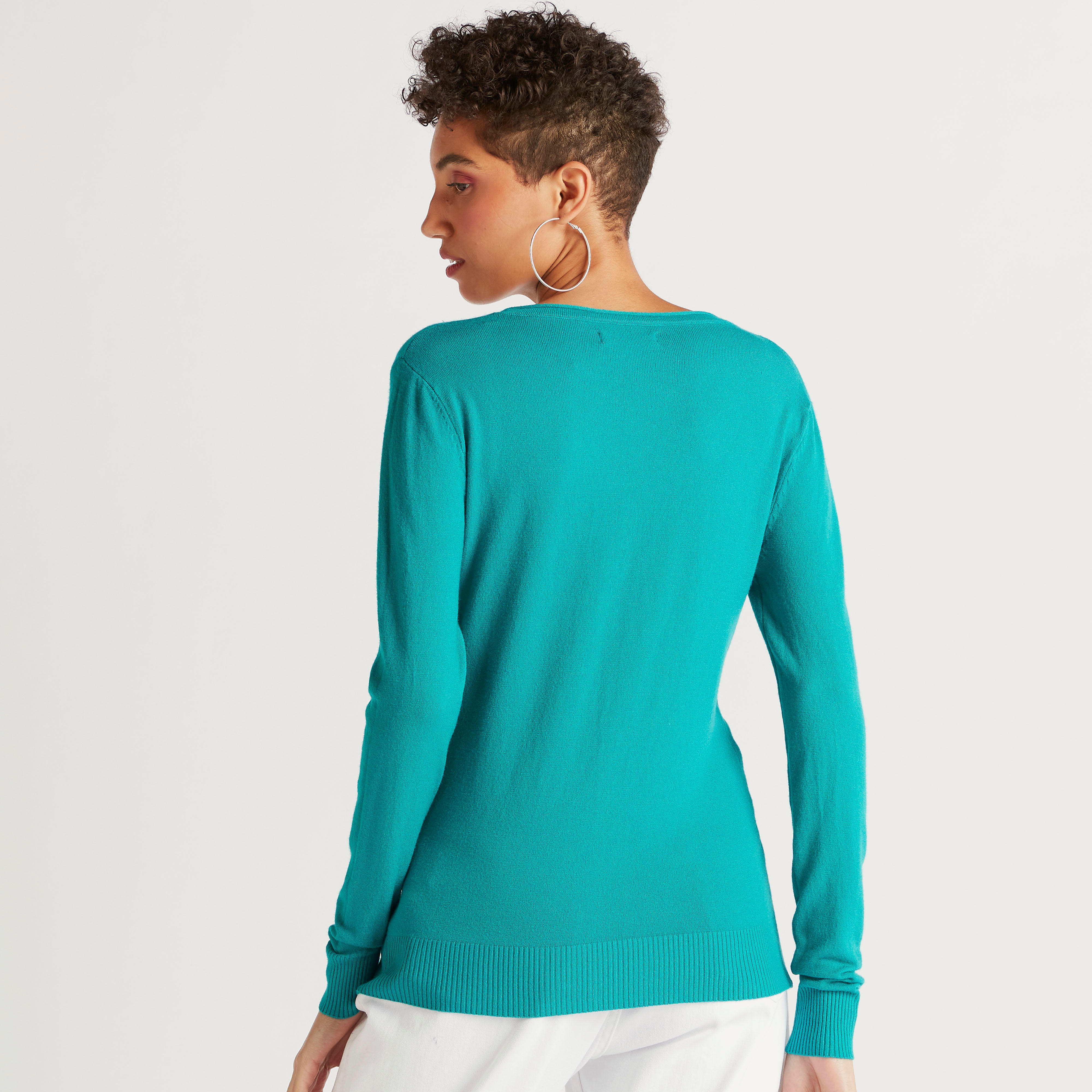 كارديجان سادة بياقة V وأكمام طويلة من تو إكستريمز-women-winterwear-cardigansandjumpers-cardigans-image-1