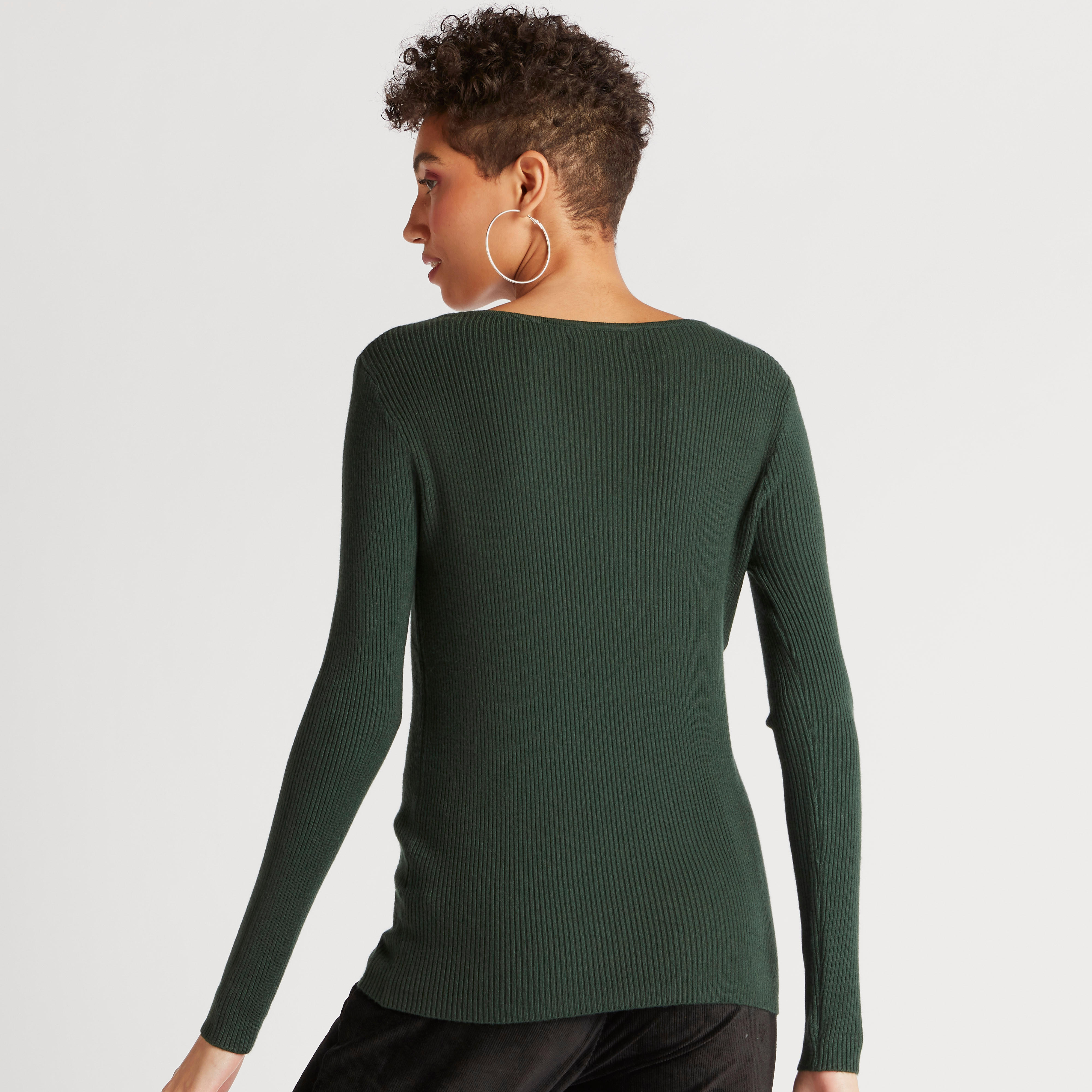 كنزة مضلّعة بأكمام طويلة وياقة v من تو إكستريمز-women-clothing-cardigansandjumpers-jumpers-image-4