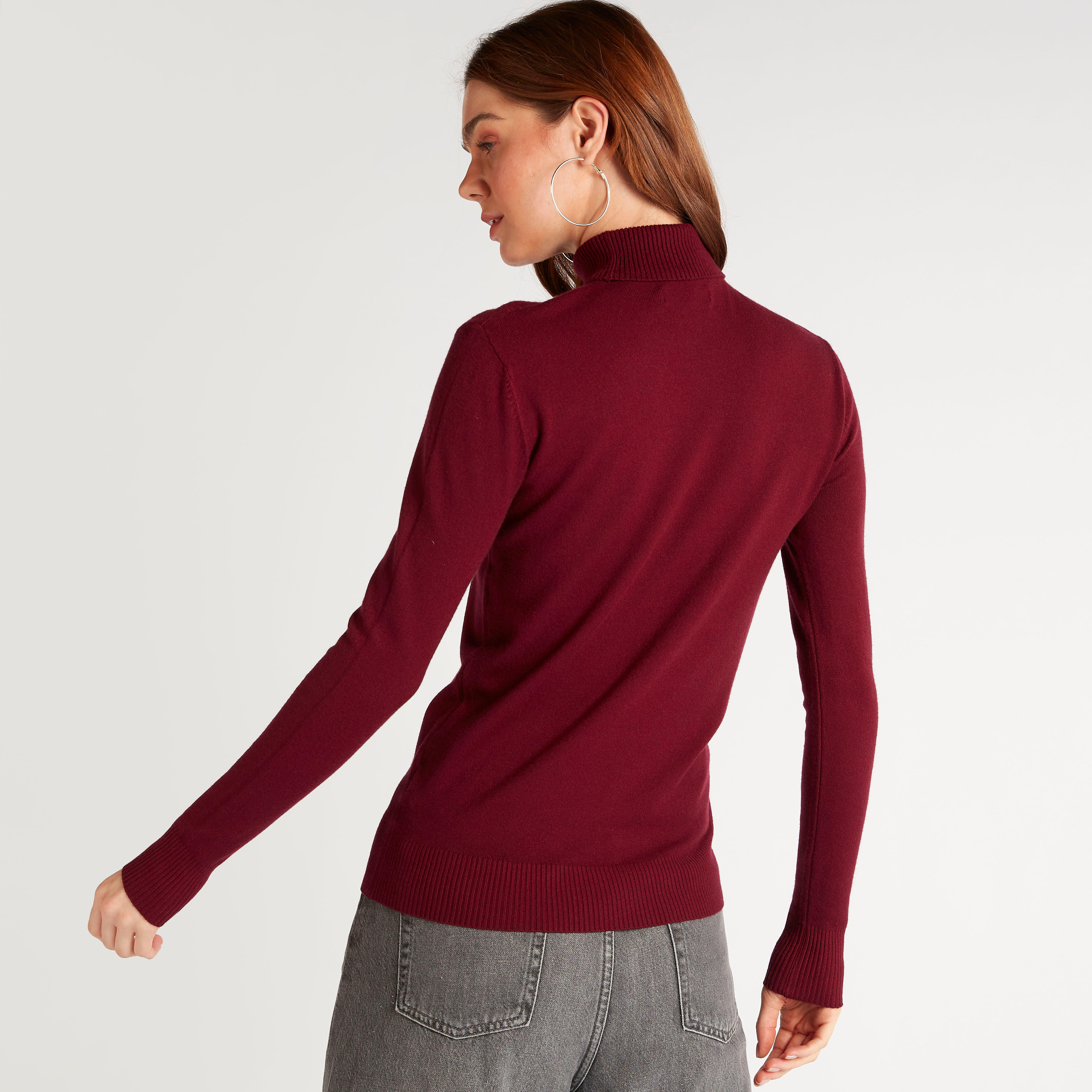 كنزة سادة بياقة عالية وأكمام طويلة من تو إكستريمز-women-clothing-cardigansandjumpers-jumpers-image-4