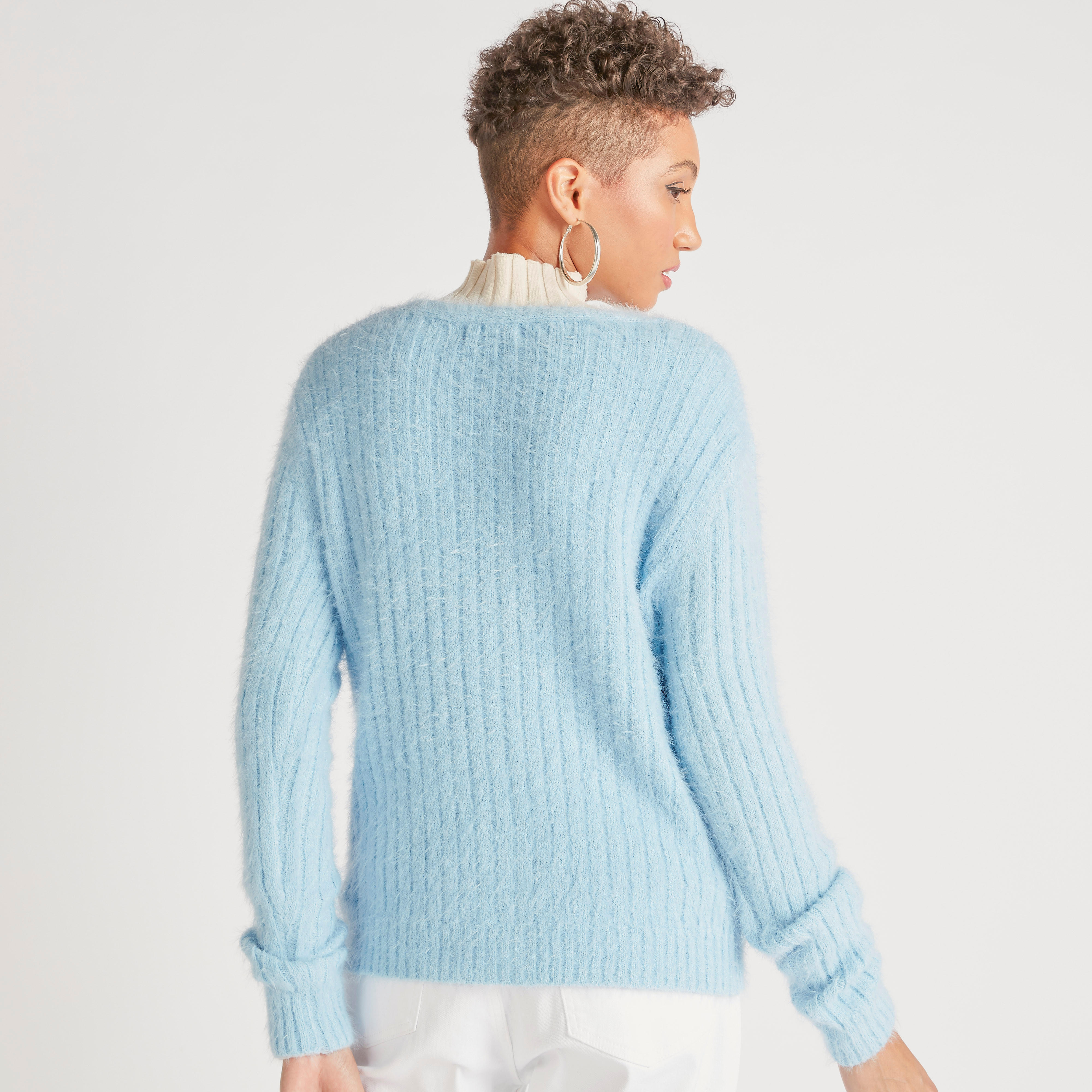 كارديجان مضلّع بياقة v وأكمام طويلة من تو إكستريمز-women-winterwear-cardigansandjumpers-cardigans-image-4