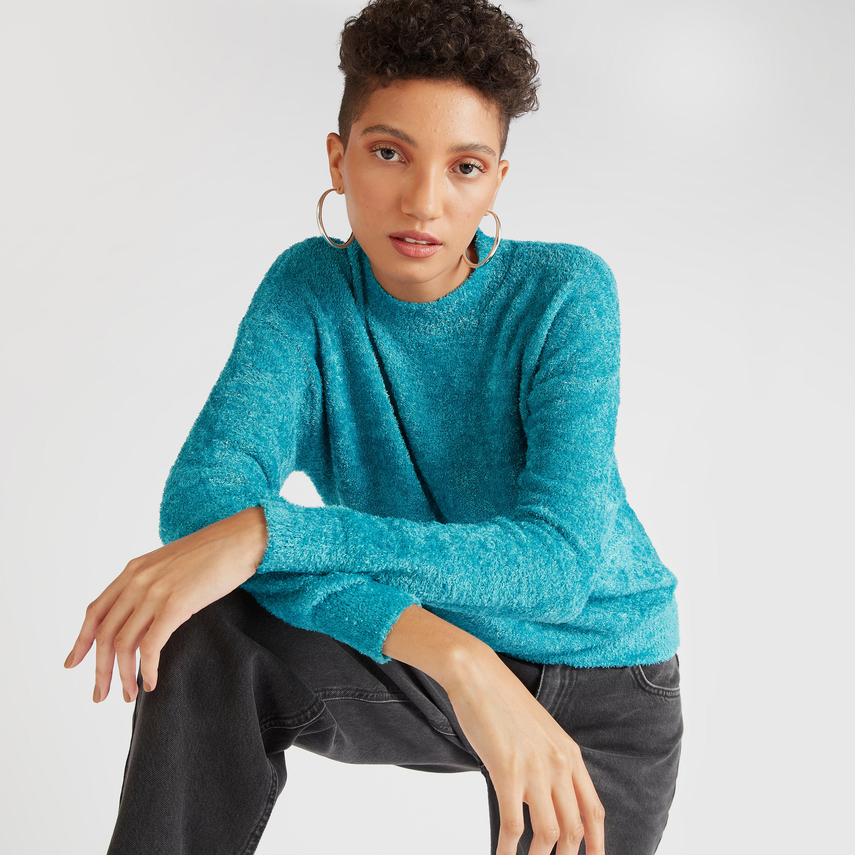 كنزة بارزة الملمس بياقة ضيّقة وأكمام طويلة من تو إكستريمز-women-clothing-cardigansandjumpers-jumpers-image-6