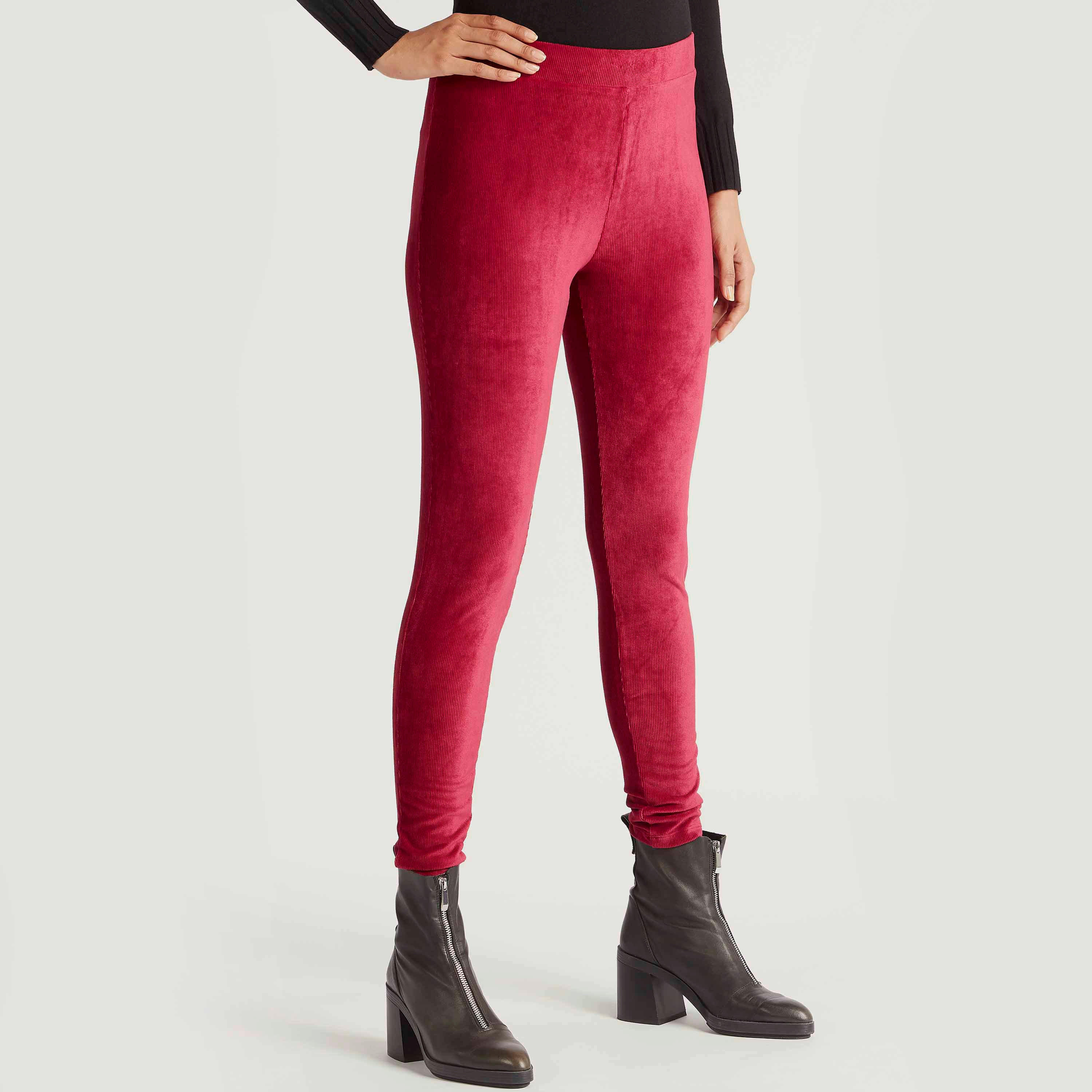 بنطلون ليقنز بارز الملمس بخصر مطّاطي متوسّط الارتفاع من تو إكستريمز-women-clothing-bottoms-leggings-image-1