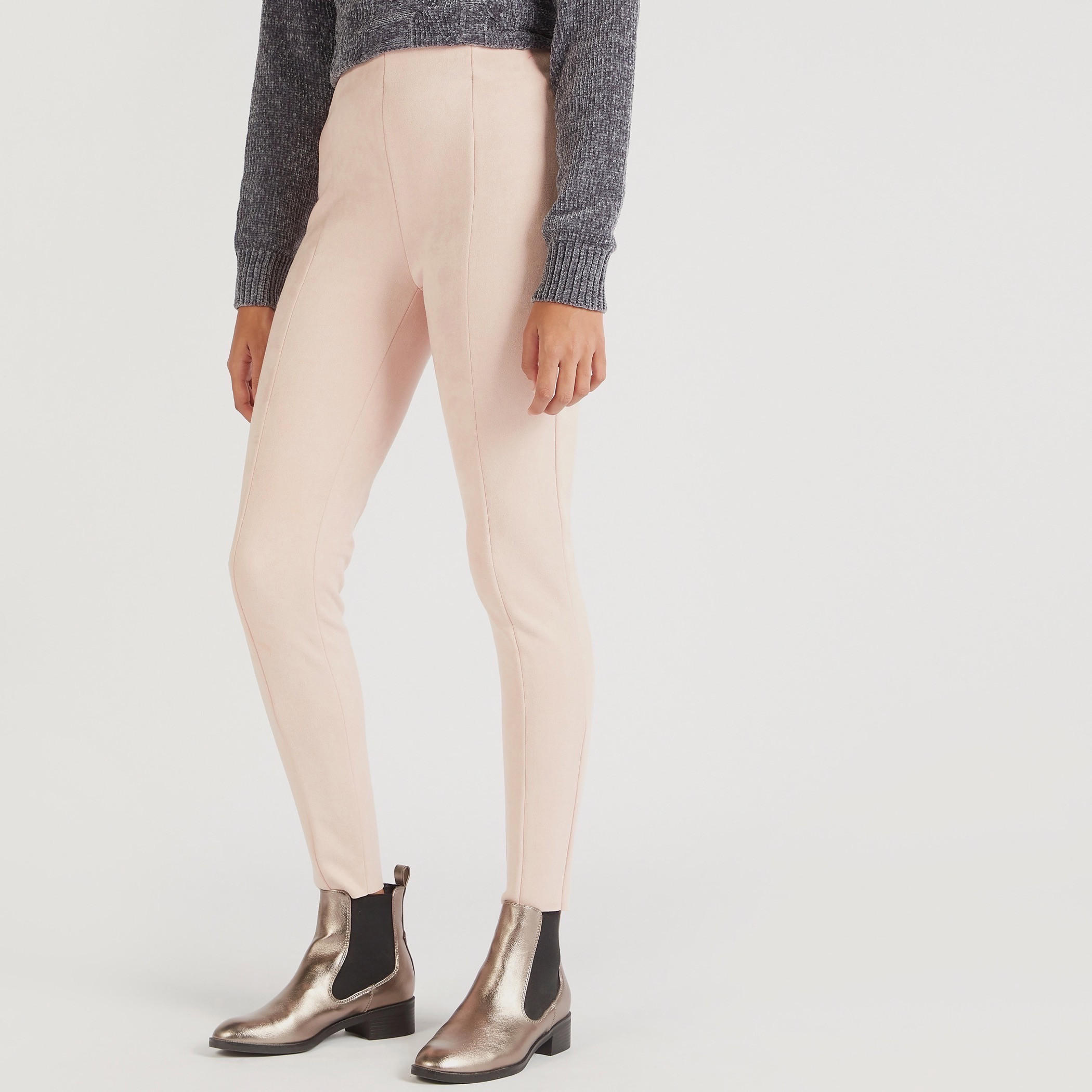 بنطلون ليقنز بارز الملمس بخصر مطّاطي متوسّط الارتفاع من تو إكستريمز-women-clothing-bottoms-leggings-image-1