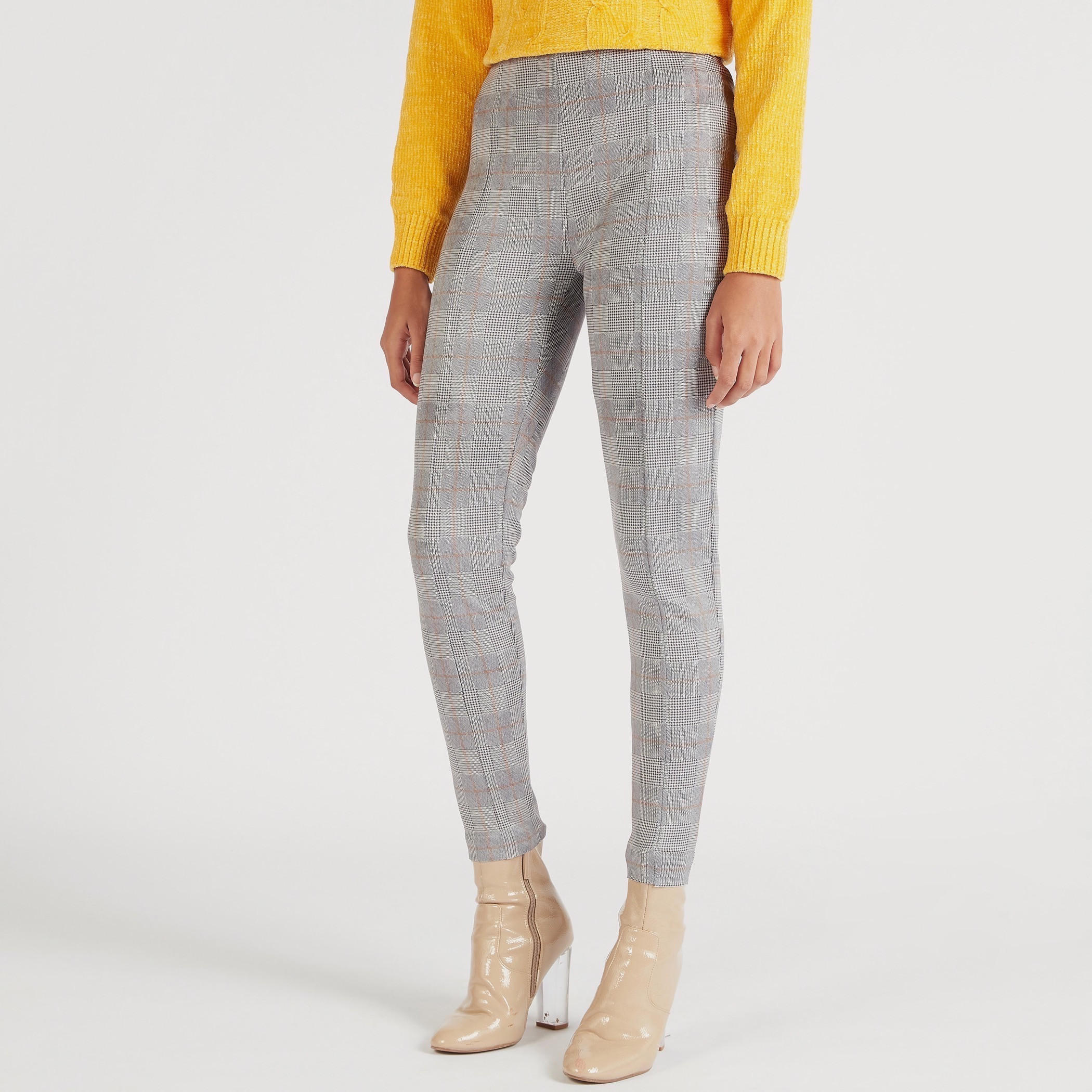 بنطلون كاروهات بخصر مطّاطي متوسّط الارتفاع من تو إكستريمز-women-clothing-bottoms-leggings-image-1