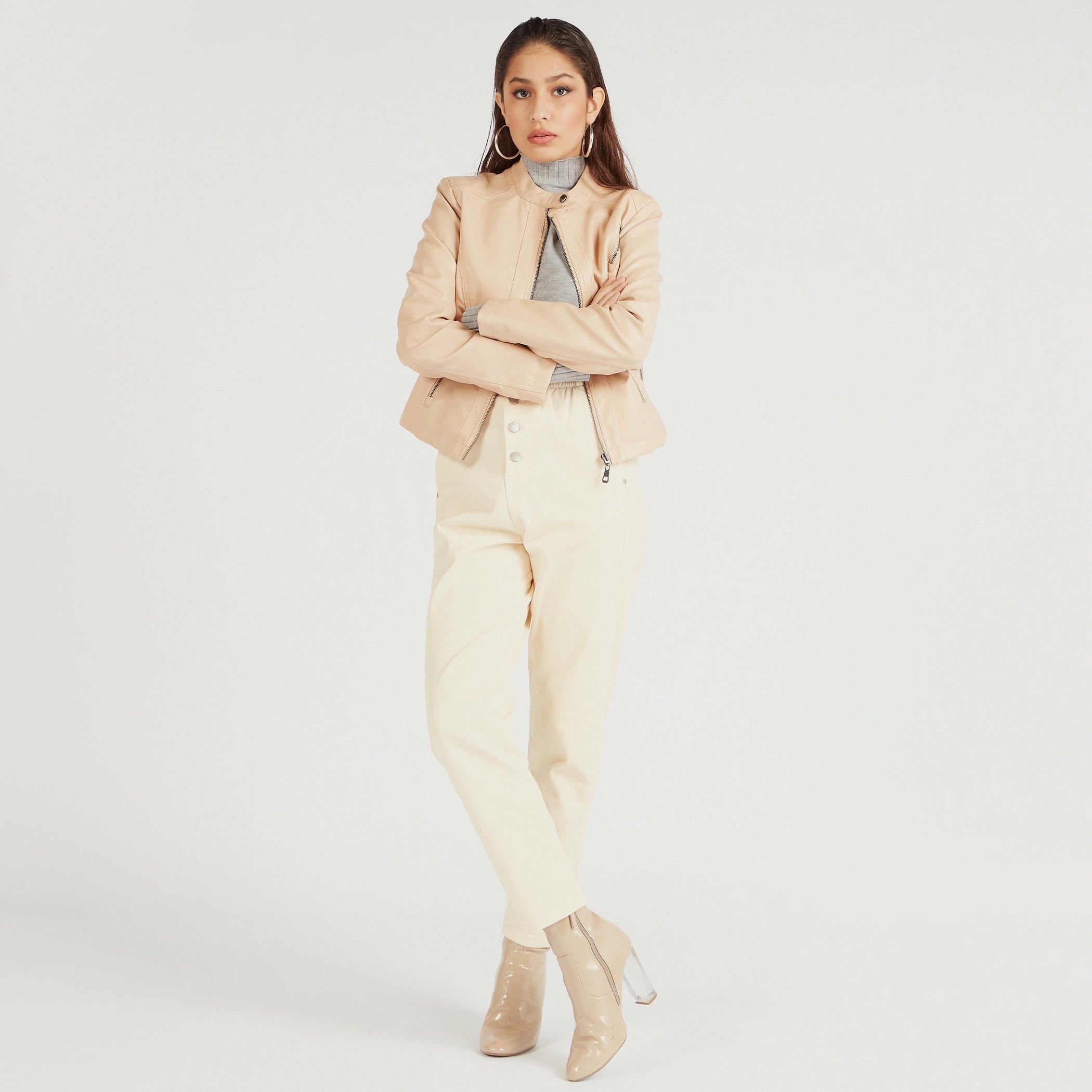 جاكيت بايكر بأكمام طويلة وسحّاب إغلاق من توإكستريمز-women-winterwear-coatsandjackets-jackets-image-2