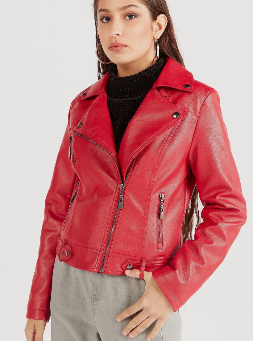جاكيت بايكر سادة وسحاب إغلاق من تو إكستريمز-women-winterwear-coatsandjackets-jackets-image-2