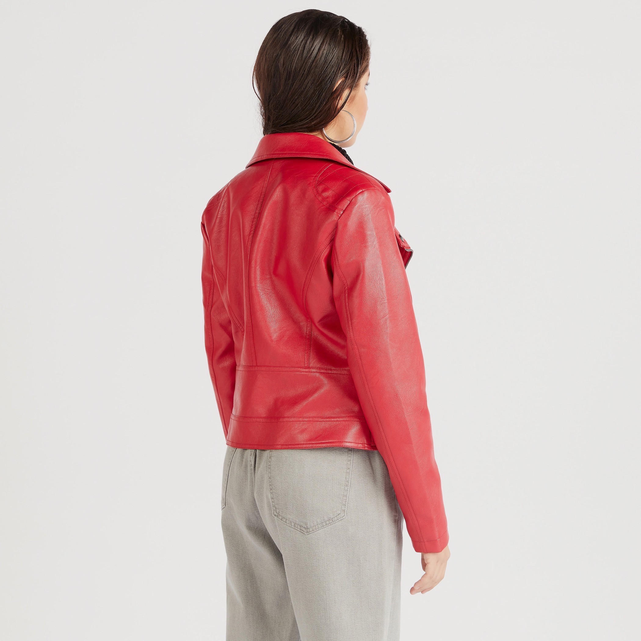 جاكيت بايكر سادة وسحاب إغلاق من تو إكستريمز-women-winterwear-coatsandjackets-jackets-image-1