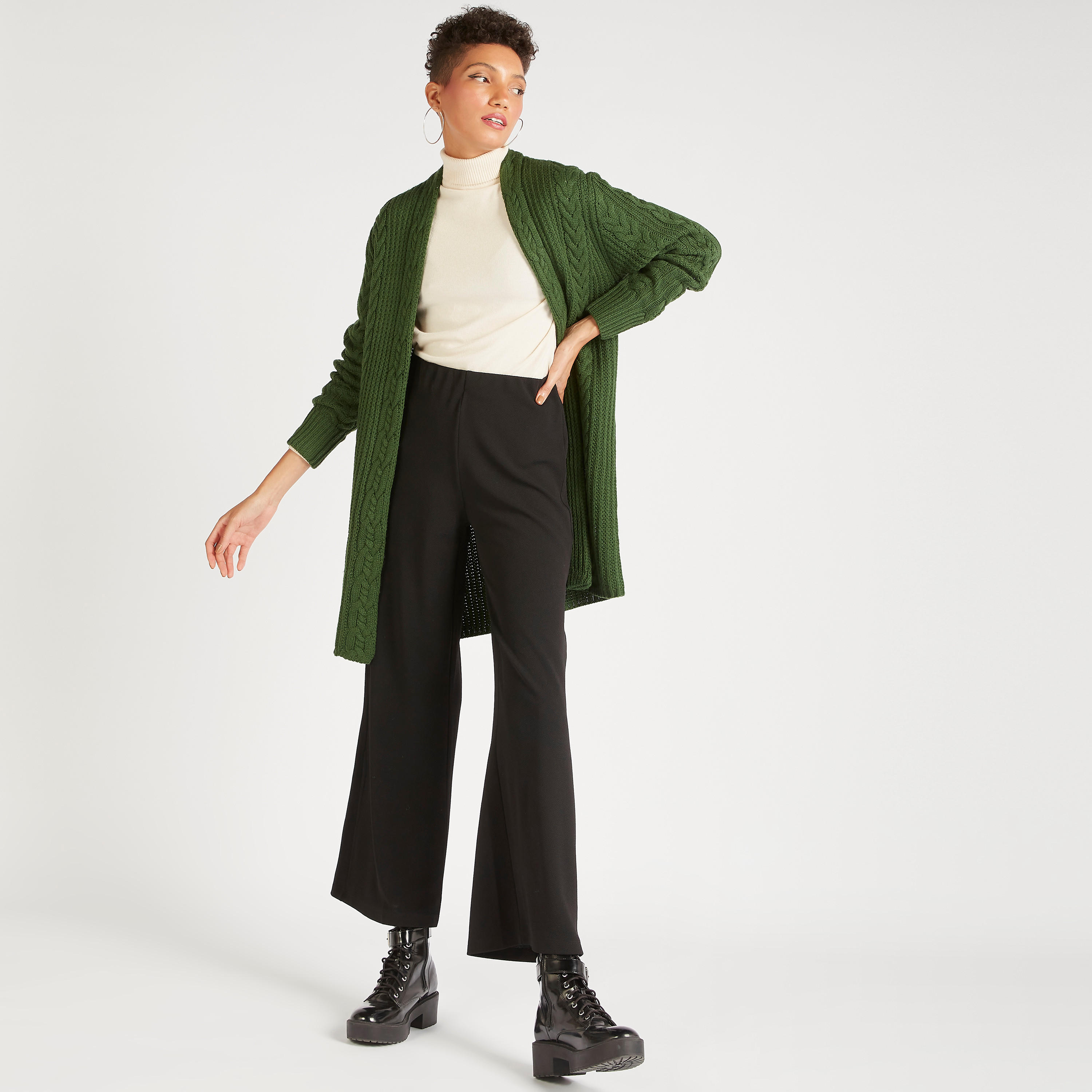 بنطلون واسع السّاقين سادة بخصر مرتفع من تو إكستريمز-women-clothing-bottoms-trousers-image-3