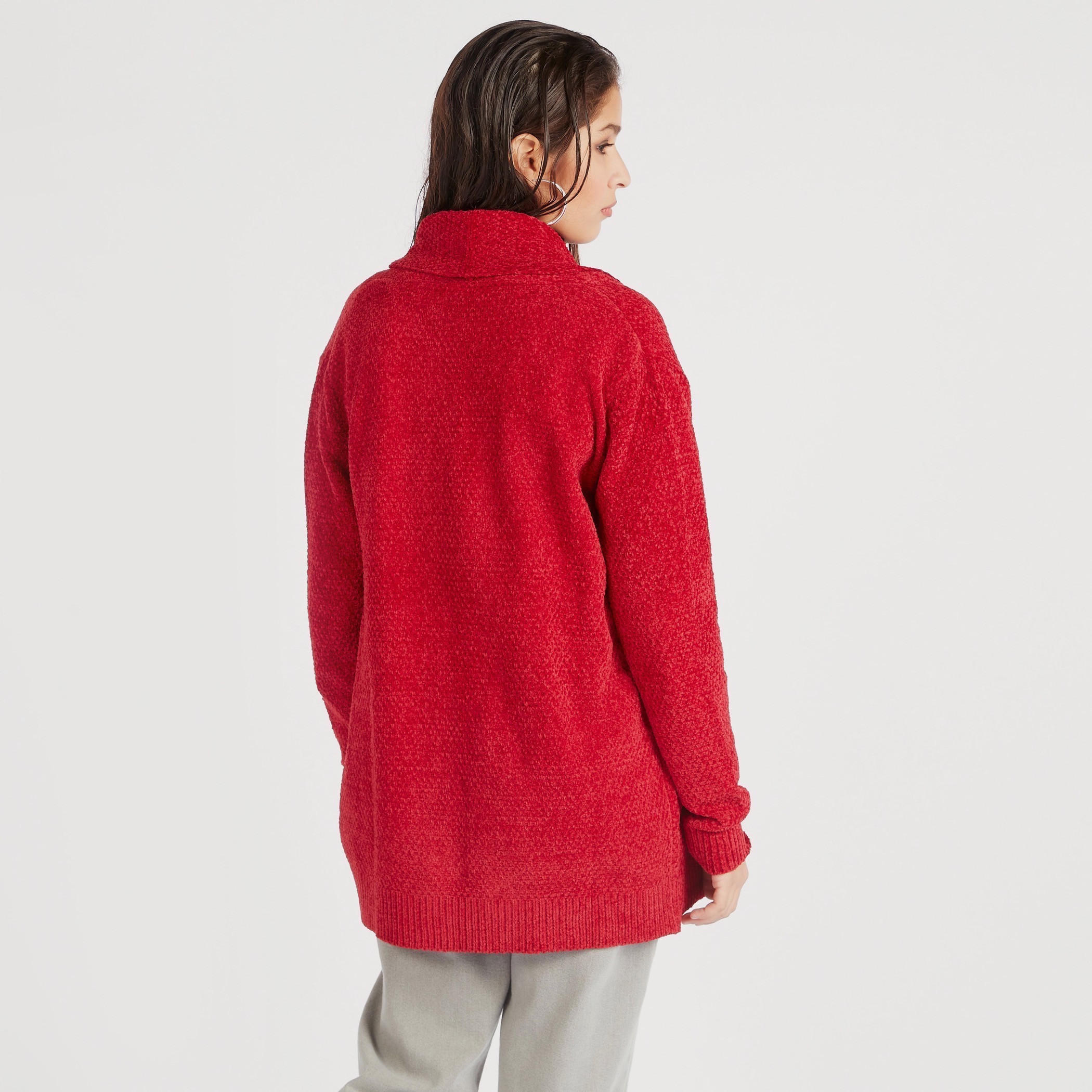 كارديجان بارز الملمس بياقة منسدلة وأكمام طويلة من توإكستريمز-women-winterwear-cardigansandjumpers-cardigans-image-4