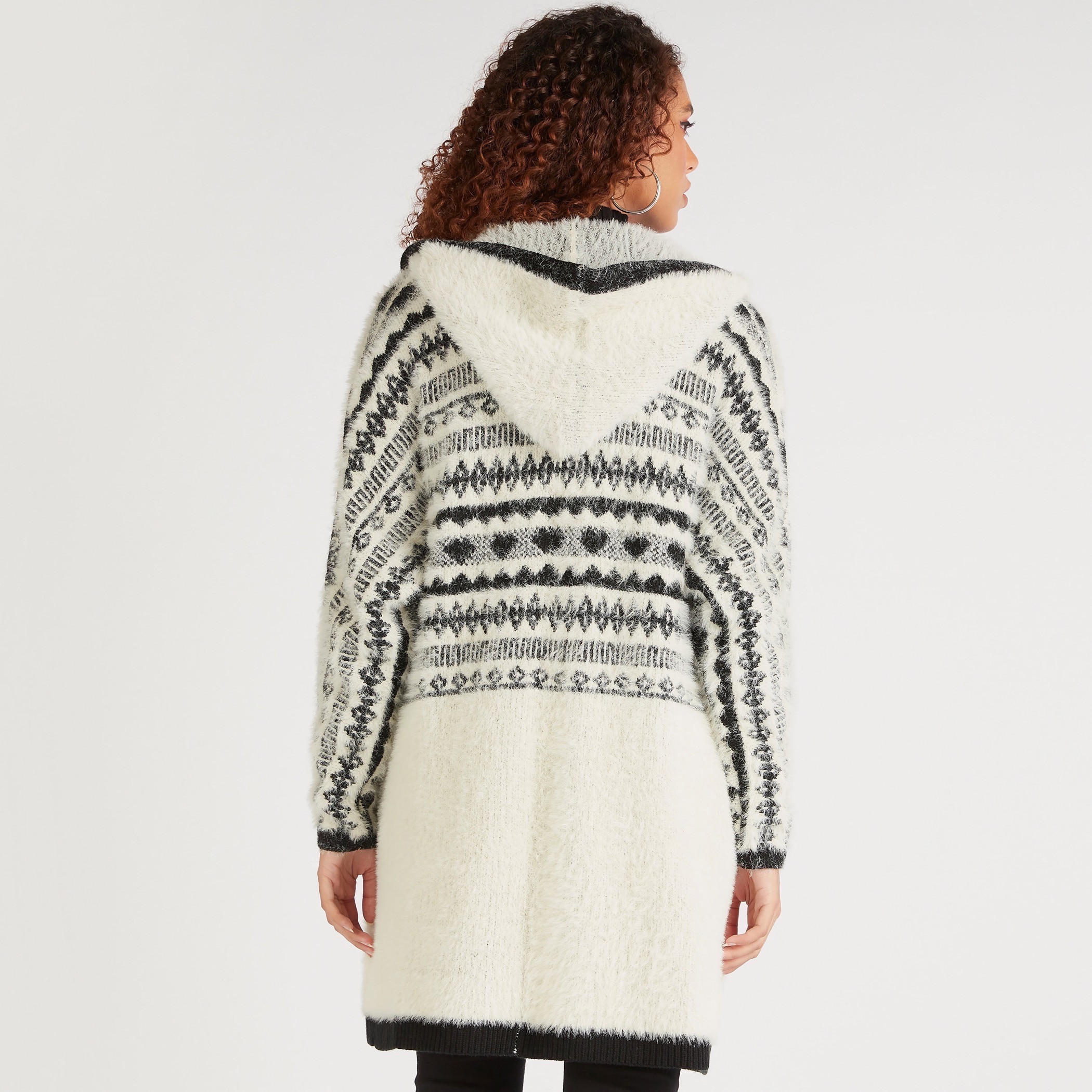 2Xtremz Textured Long Sleeves Cardigan with Hood and Pockets-women-winterwear-cardigansandjumpers-cardigans-image-4
