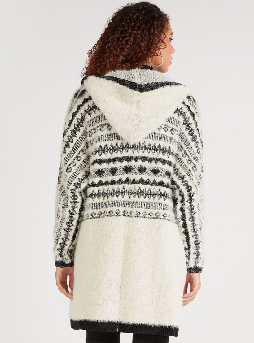 2Xtremz Textured Long Sleeves Cardigan with Hood and Pockets-women-winterwear-cardigansandjumpers-cardigans-image-4