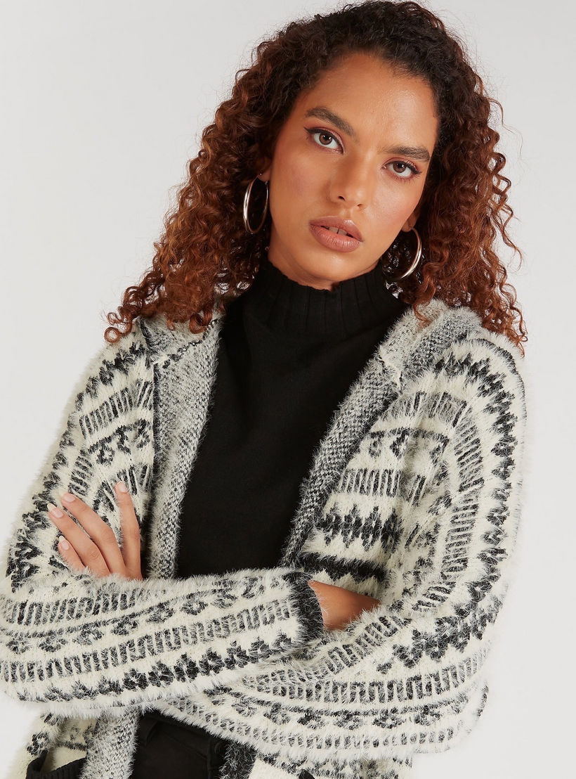 2Xtremz Textured Long Sleeves Cardigan with Hood and Pockets-women-winterwear-cardigansandjumpers-cardigans-image-5