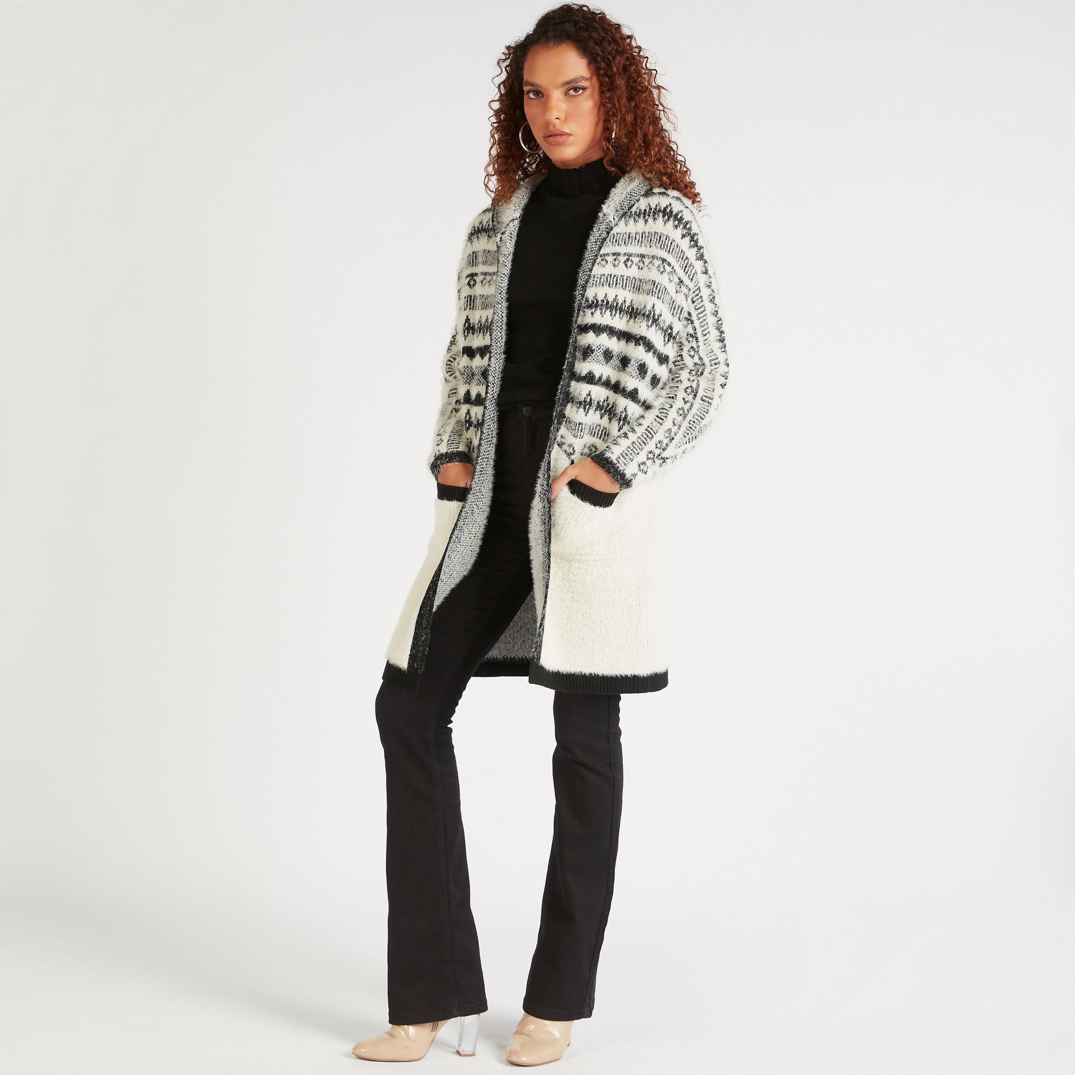2Xtremz Textured Long Sleeves Cardigan with Hood and Pockets-women-winterwear-cardigansandjumpers-cardigans-image-7