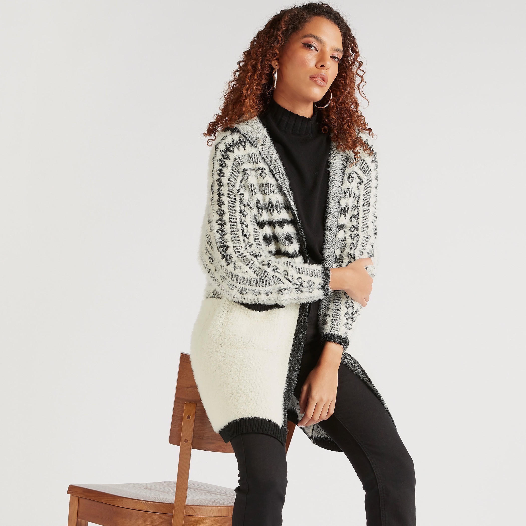 2Xtremz Textured Long Sleeves Cardigan with Hood and Pockets-women-winterwear-cardigansandjumpers-cardigans-image-8
