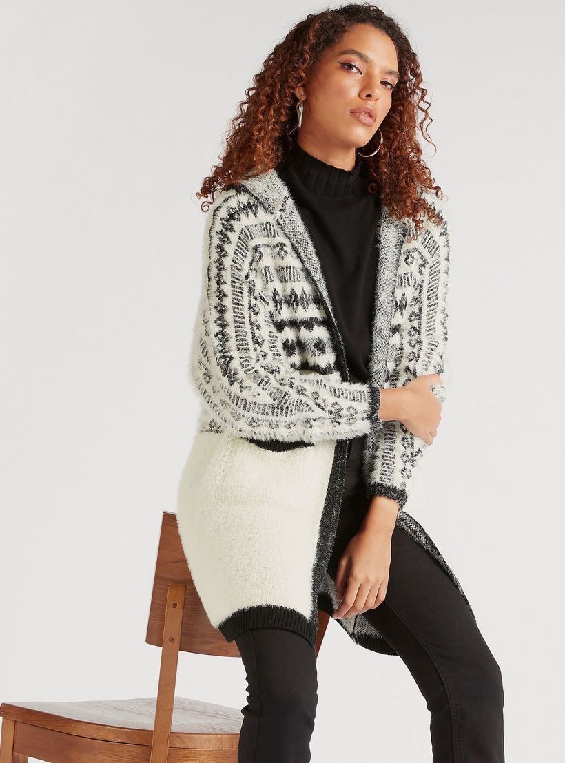 2Xtremz Textured Long Sleeves Cardigan with Hood and Pockets-women-winterwear-cardigansandjumpers-cardigans-image-8