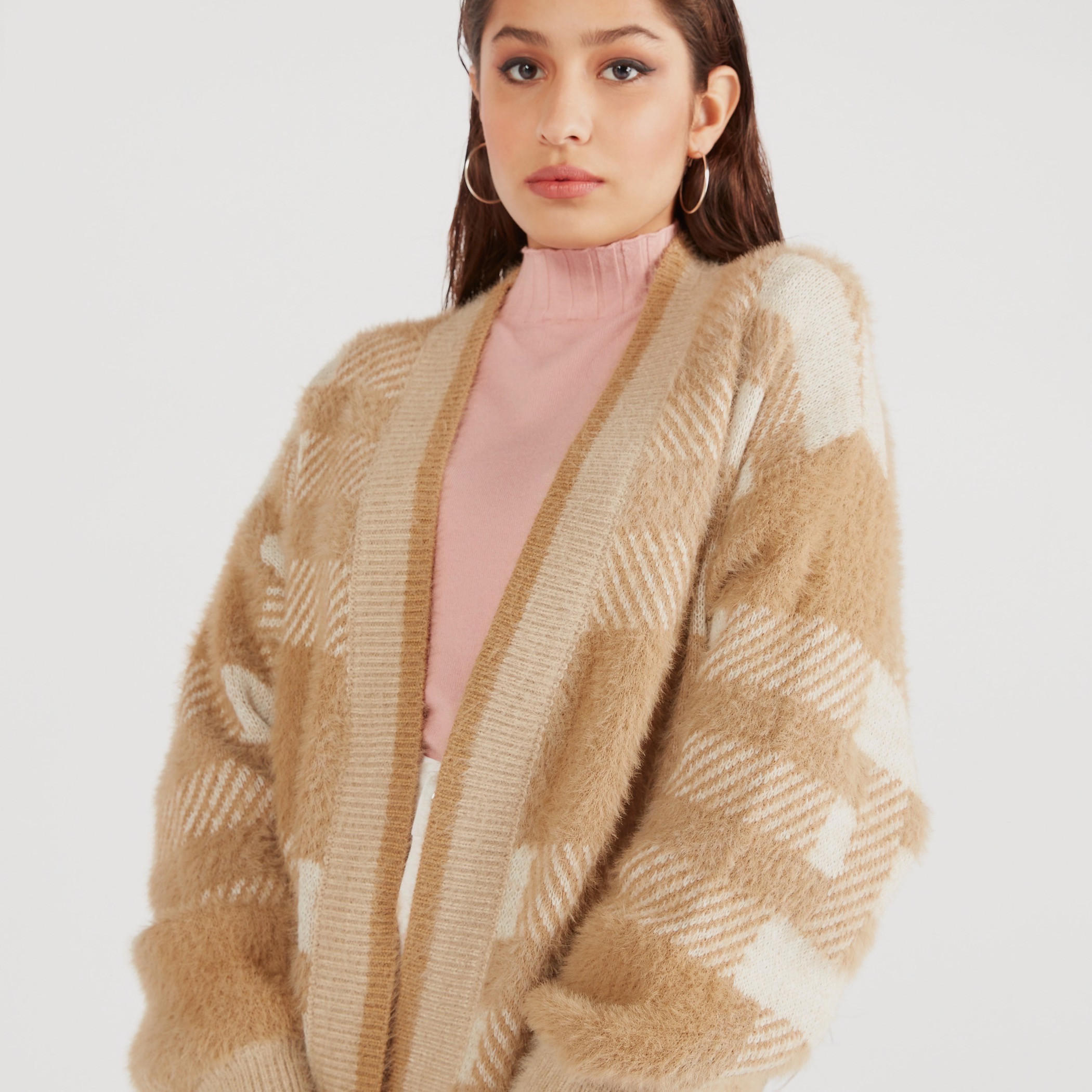كارديجان مفتوح بارز الملمس بأكمام طويلة من توإكستريمز-women-winterwear-cardigansandjumpers-cardigans-image-2