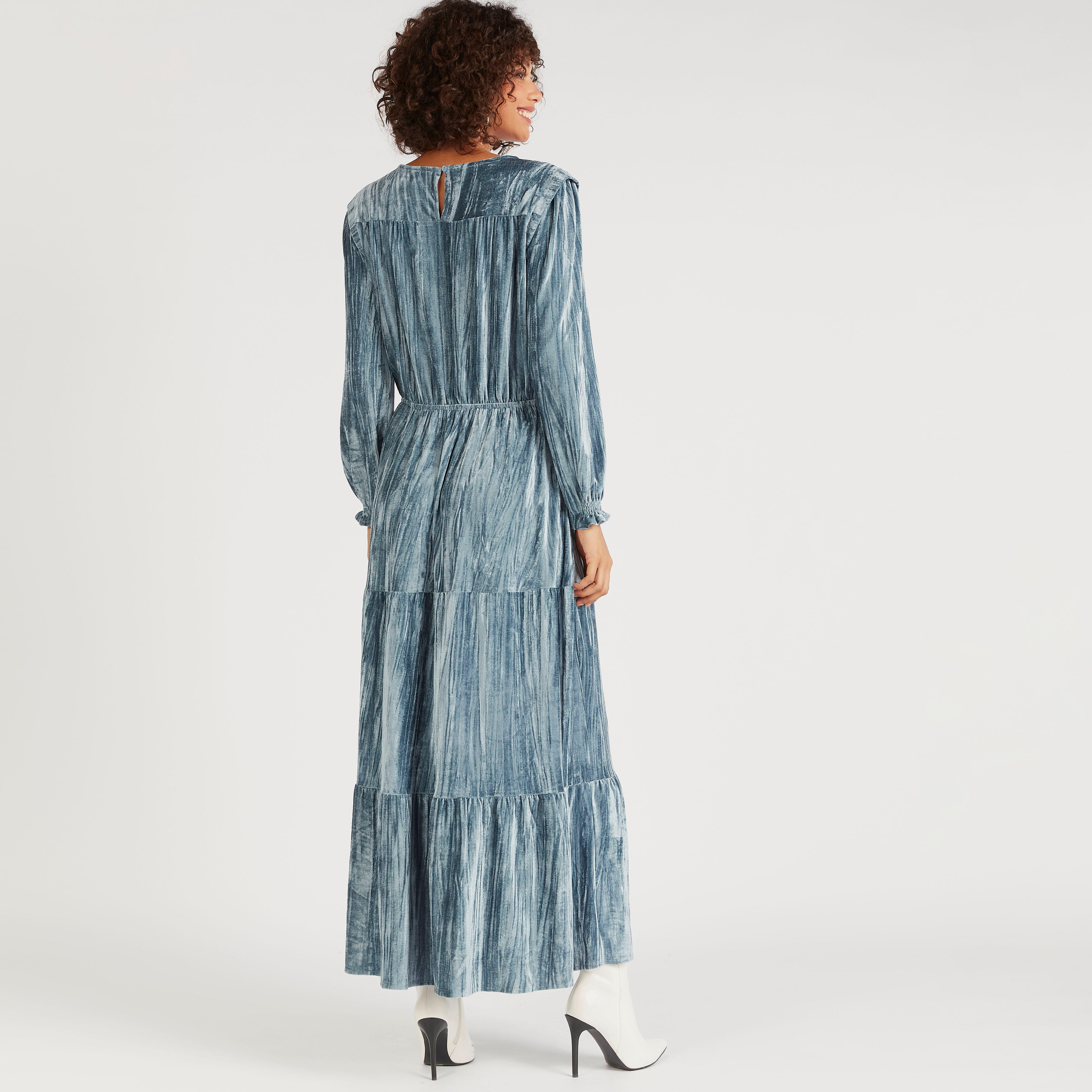 فستان إيه لاين طويل بارز الملمس بأكمام طويلة من تو إكستريمز-women-clothing-dresses-image-4