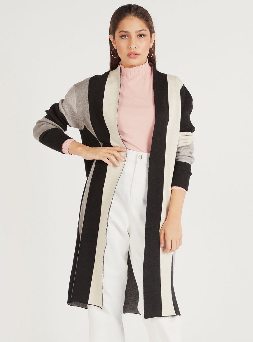 كارديجان طويل كتل ألوان بأكمام طويل من توإكستريمز-women-winterwear-cardigansandjumpers-cardigans-image-1