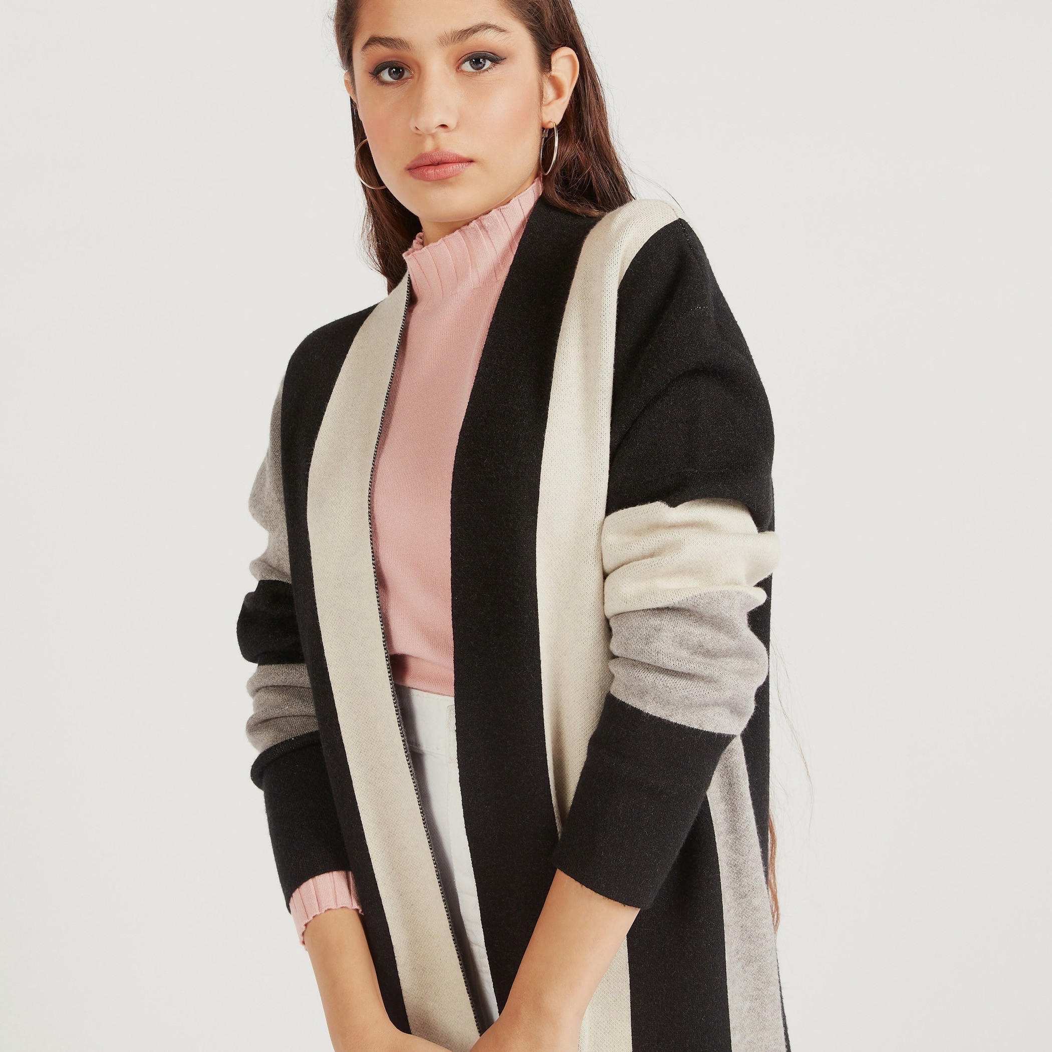 كارديجان طويل كتل ألوان بأكمام طويل من توإكستريمز-women-winterwear-cardigansandjumpers-cardigans-image-3