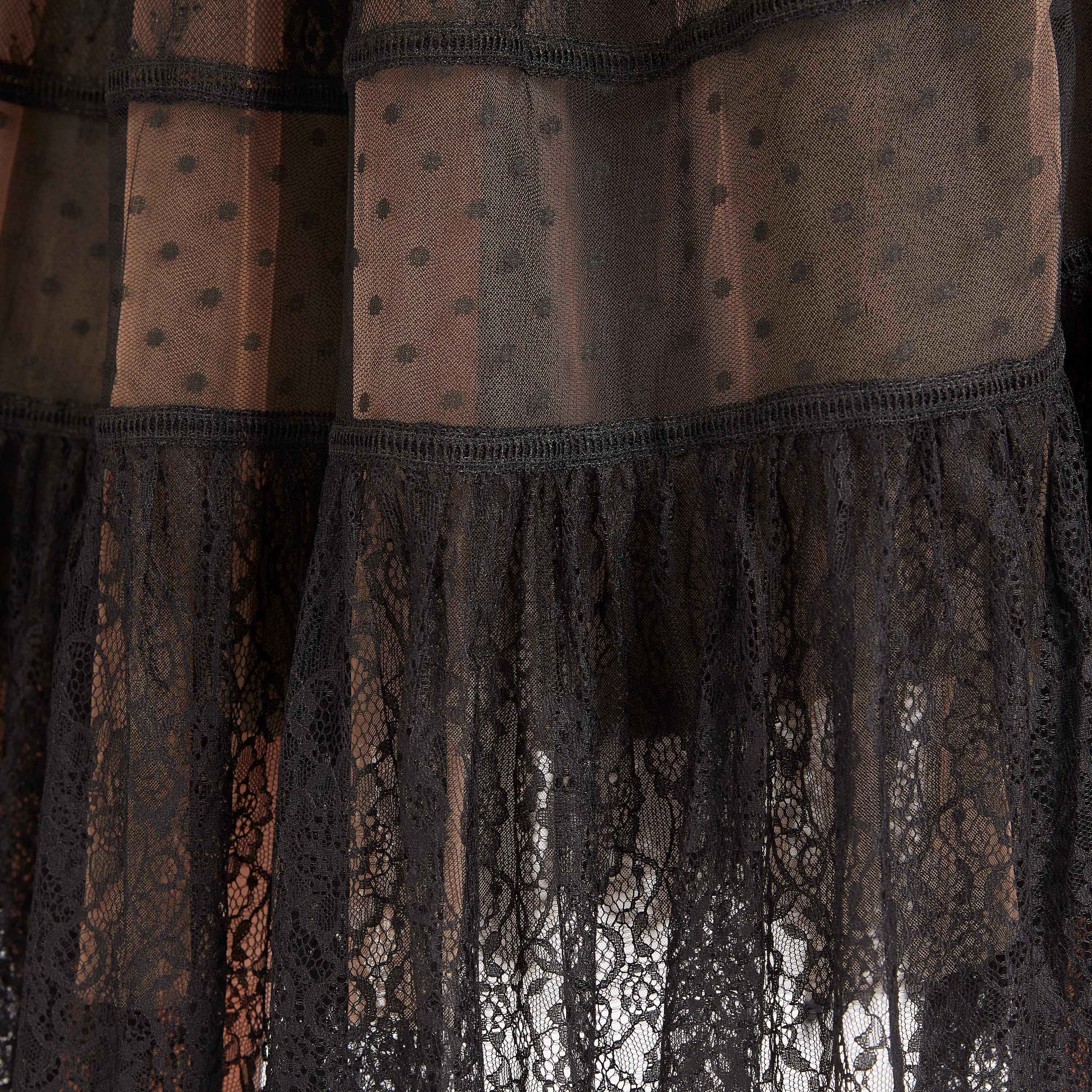 تنّورة شبكيّة منقّطة ومطرّزة بتفاصيل كشكش دانتيل من توإكستريمز-women-clothing-bottoms-skirts-image-5