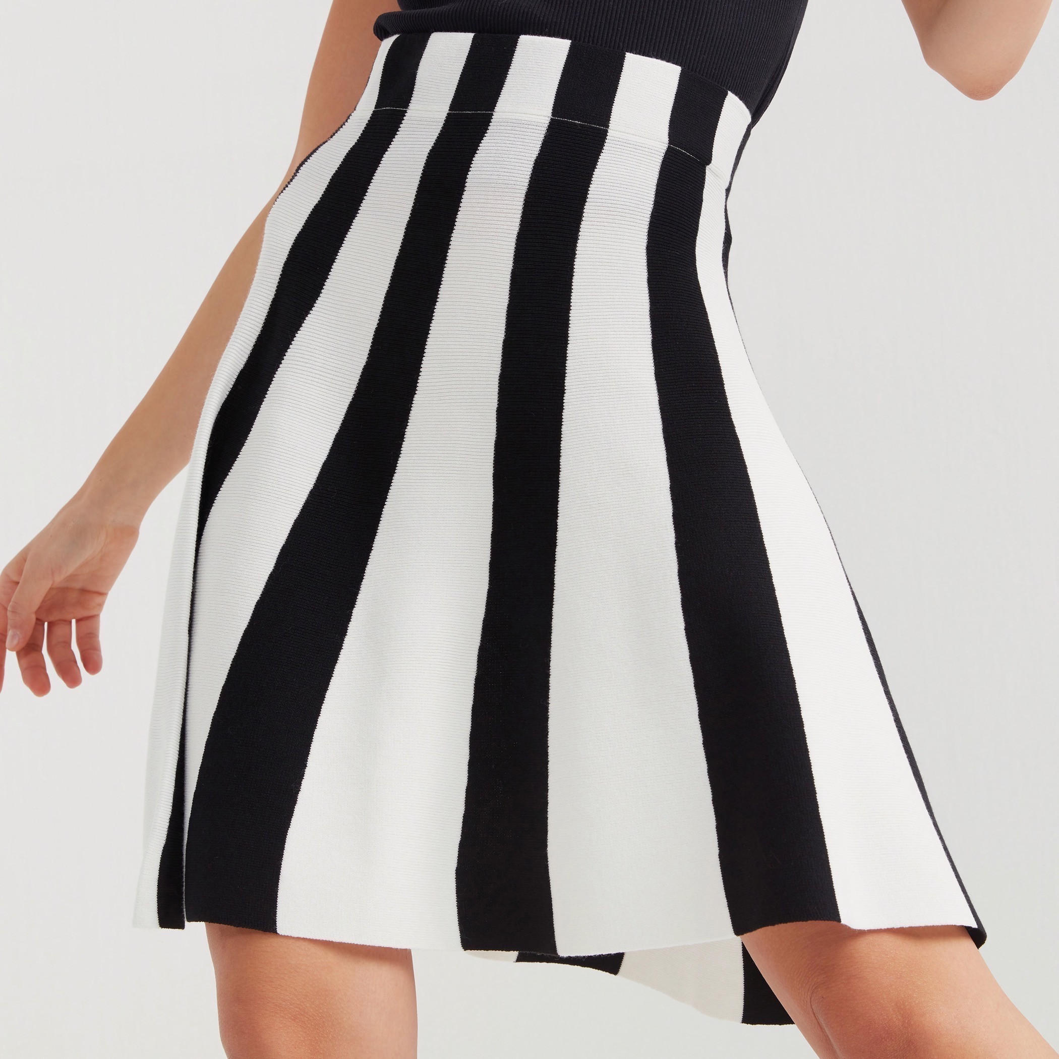2Xtremz Striped Mini A-line Skirt with Elasticated Waistband-women-clothing-bottoms-skirts-image-8