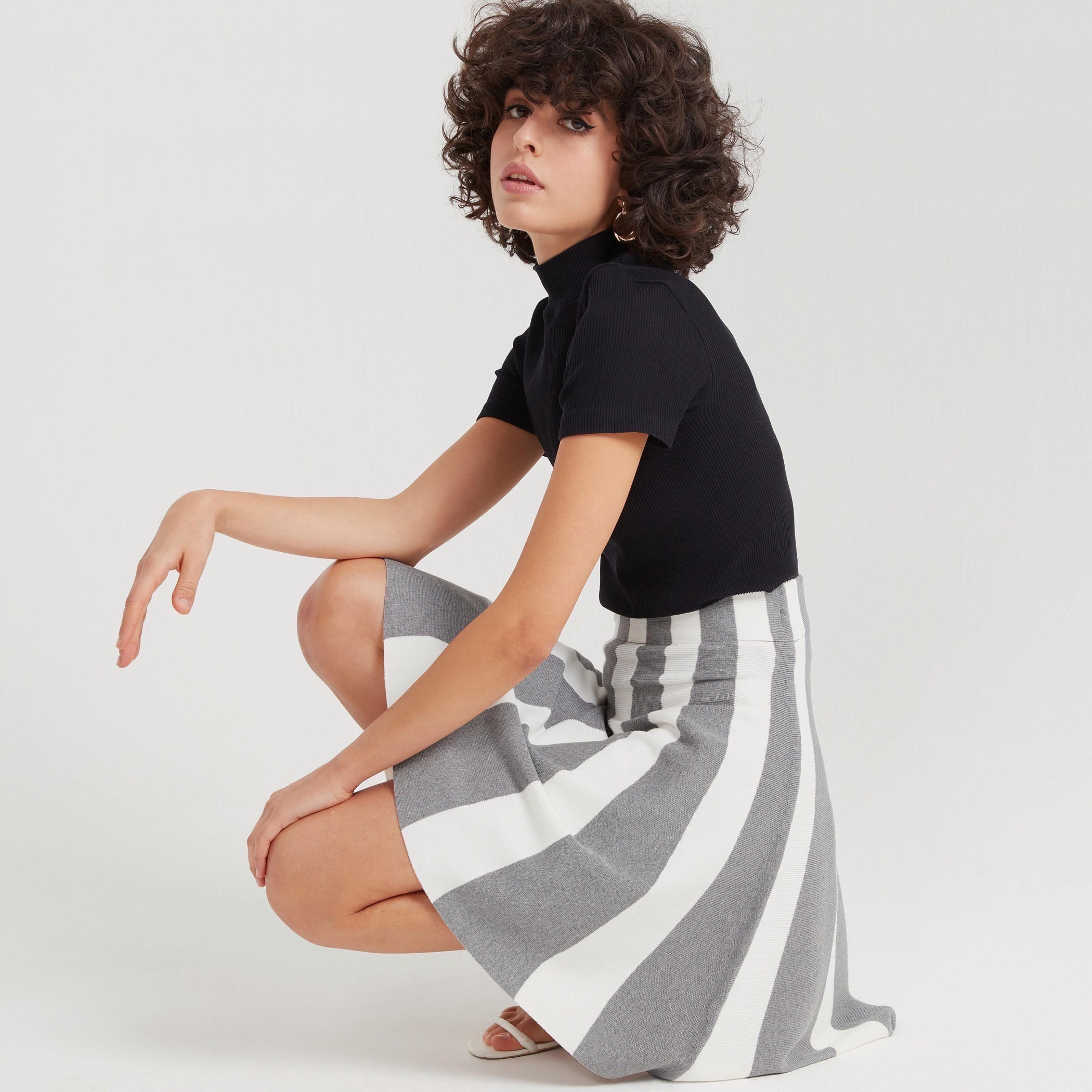 2Xtremz Striped Mini A-line Skirt with Elasticated Waistband-women-clothing-bottoms-skirts-image-1