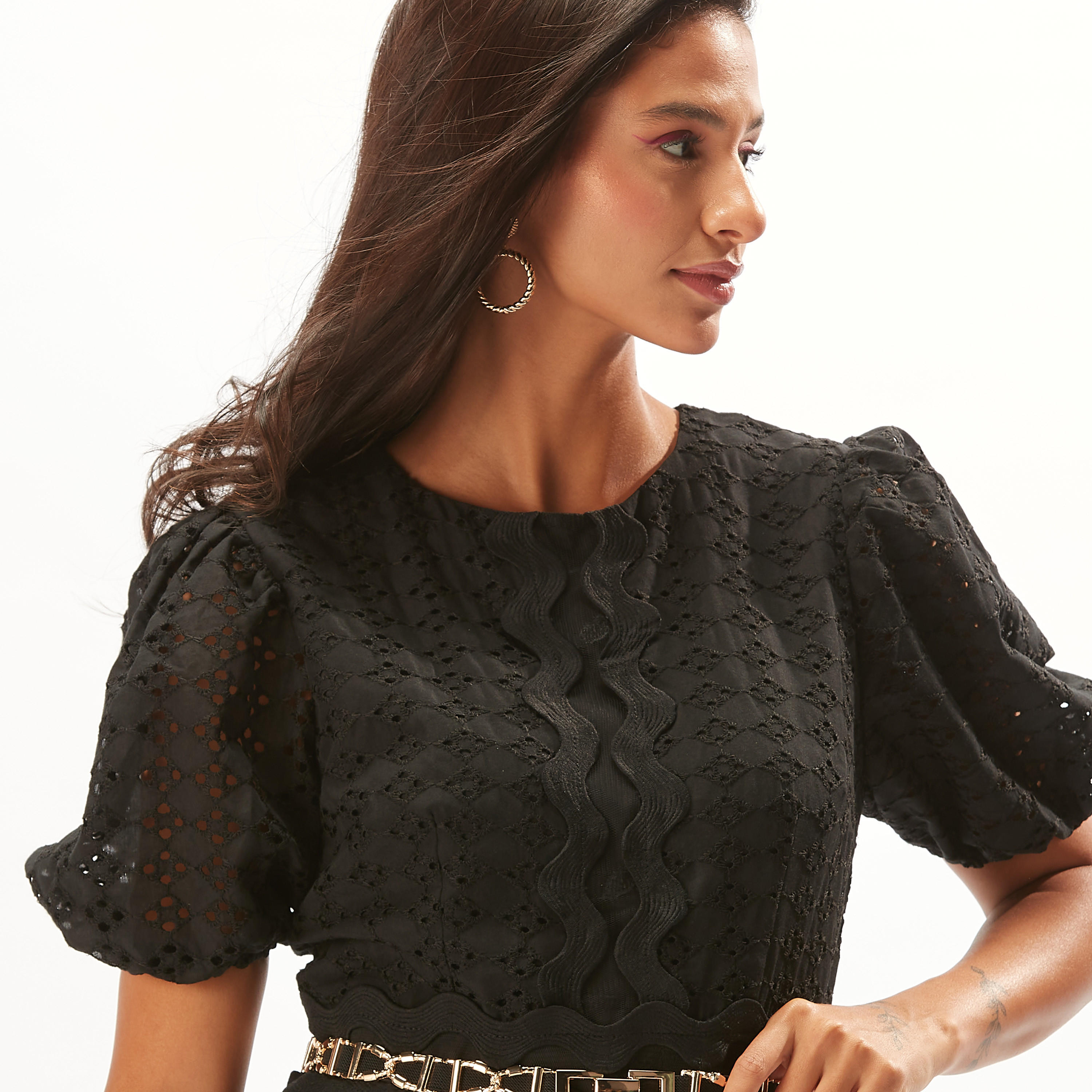 فستان طويل شيفلي بارز الملمس متعدد الطبقات بخصر مرن من توإكستريمز-women-clothing-dresses-image-3