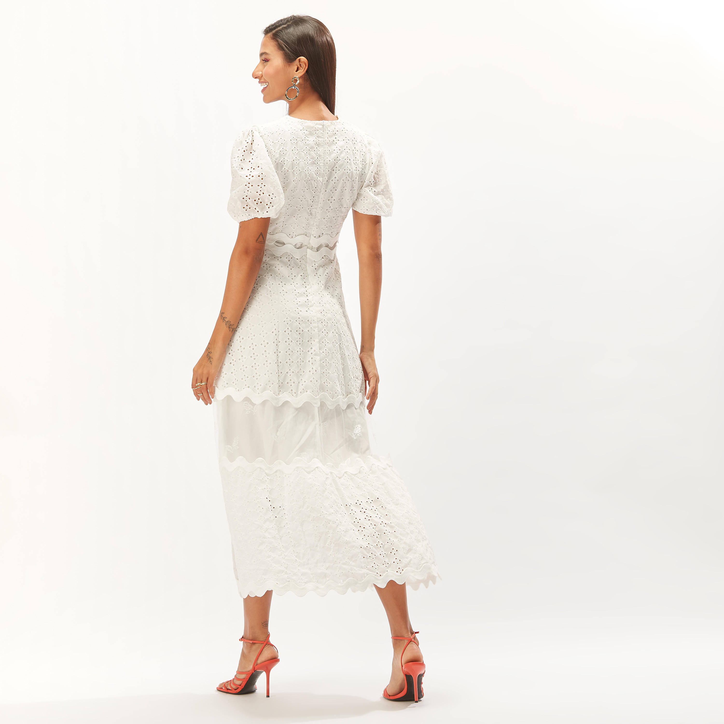 فستان طويل شيفلي بارز الملمس متعدد الطبقات بخصر مرن من توإكستريمز-women-clothing-dresses-image-16